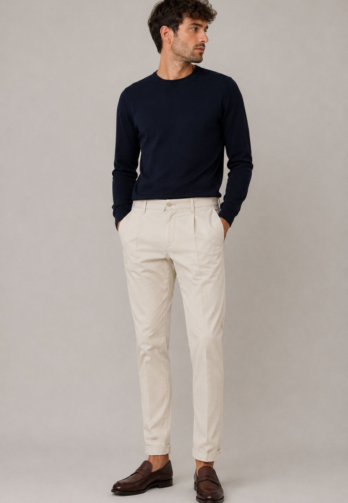 Pantalone Tiberio Uomo in Cotone - Grigio Chiaro 
