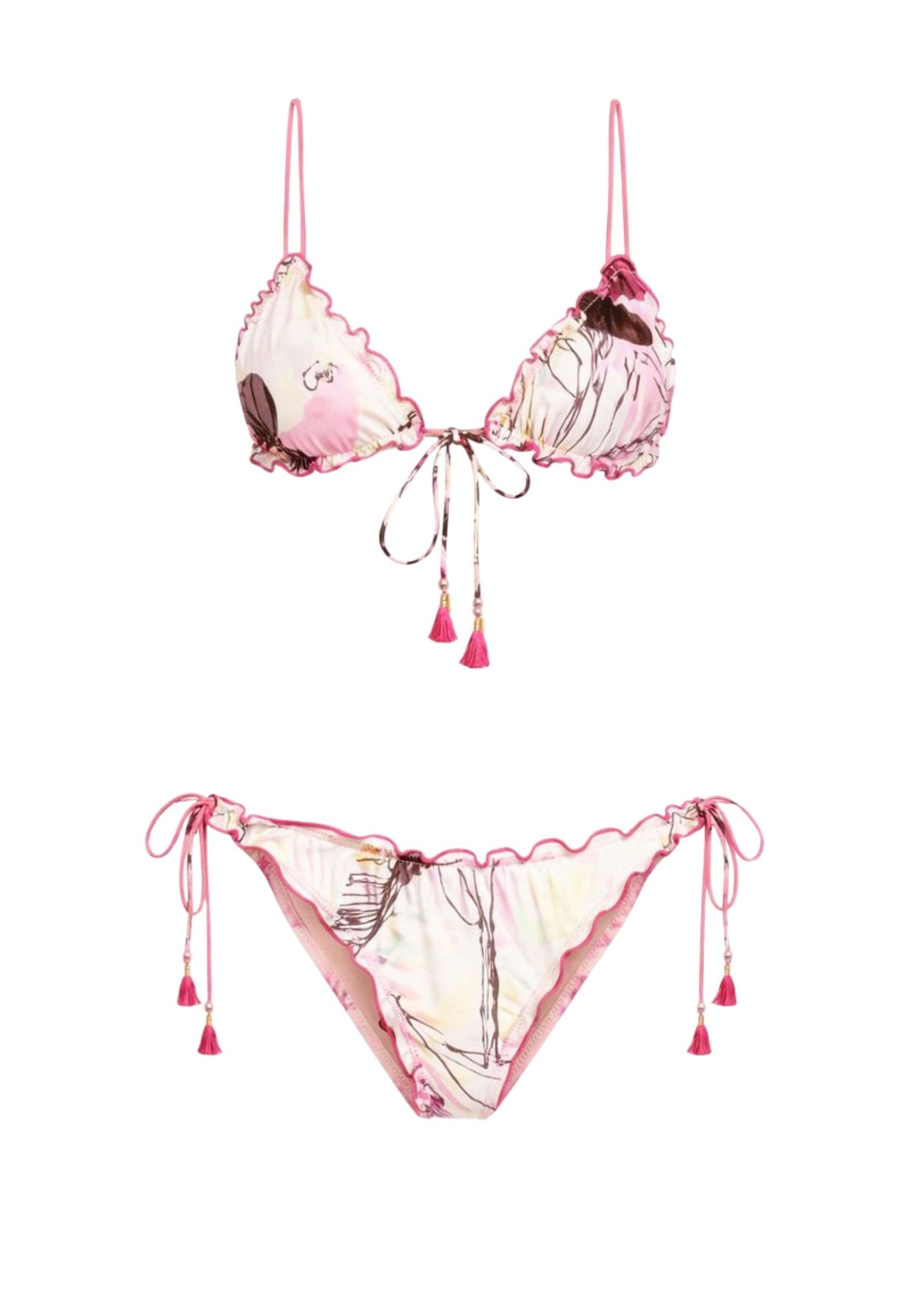 Bikini in lycra stampata con coppe estraibili 