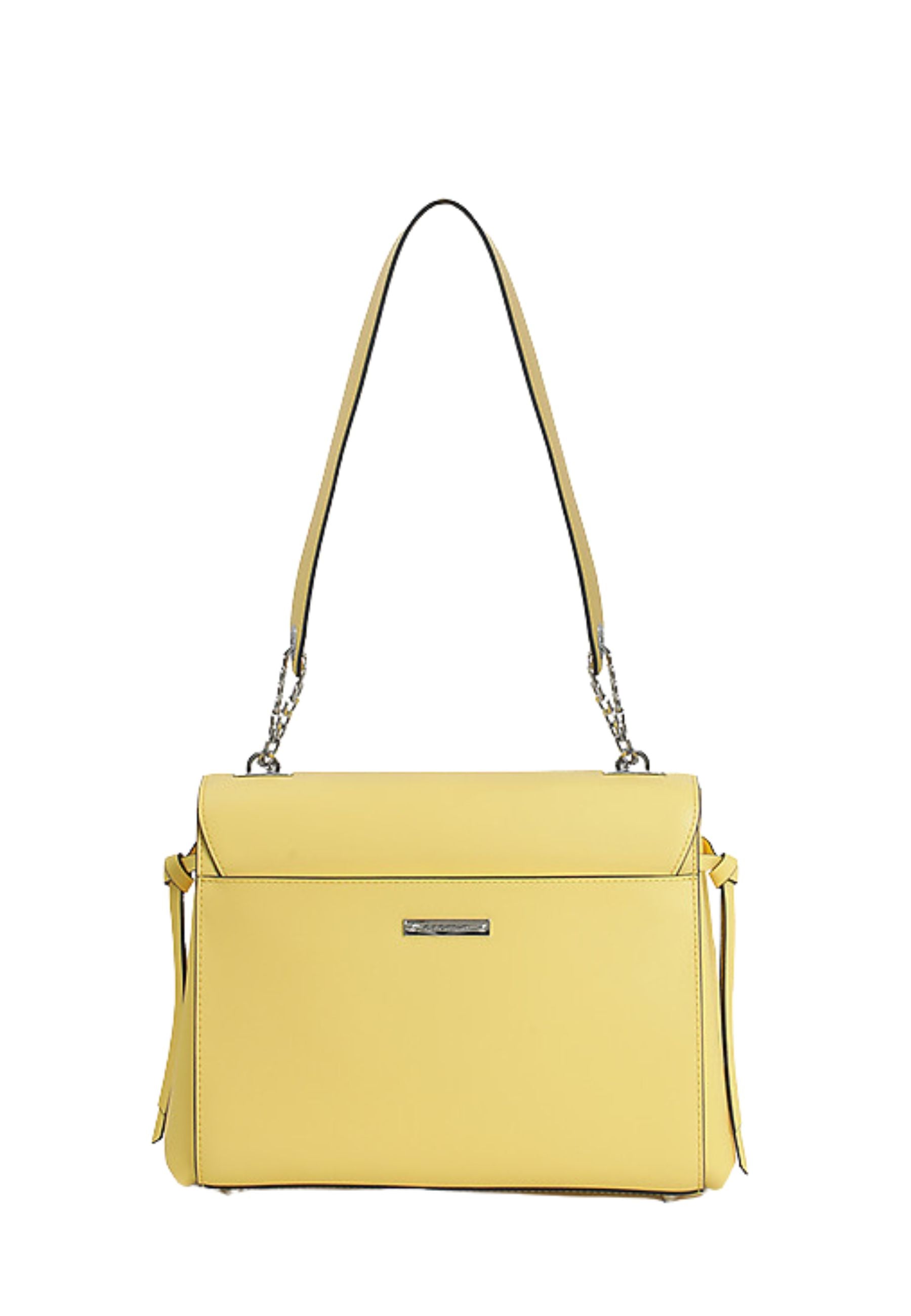 Cromia - Borsa crossbody in pelle gialla con tracolla regolabile 