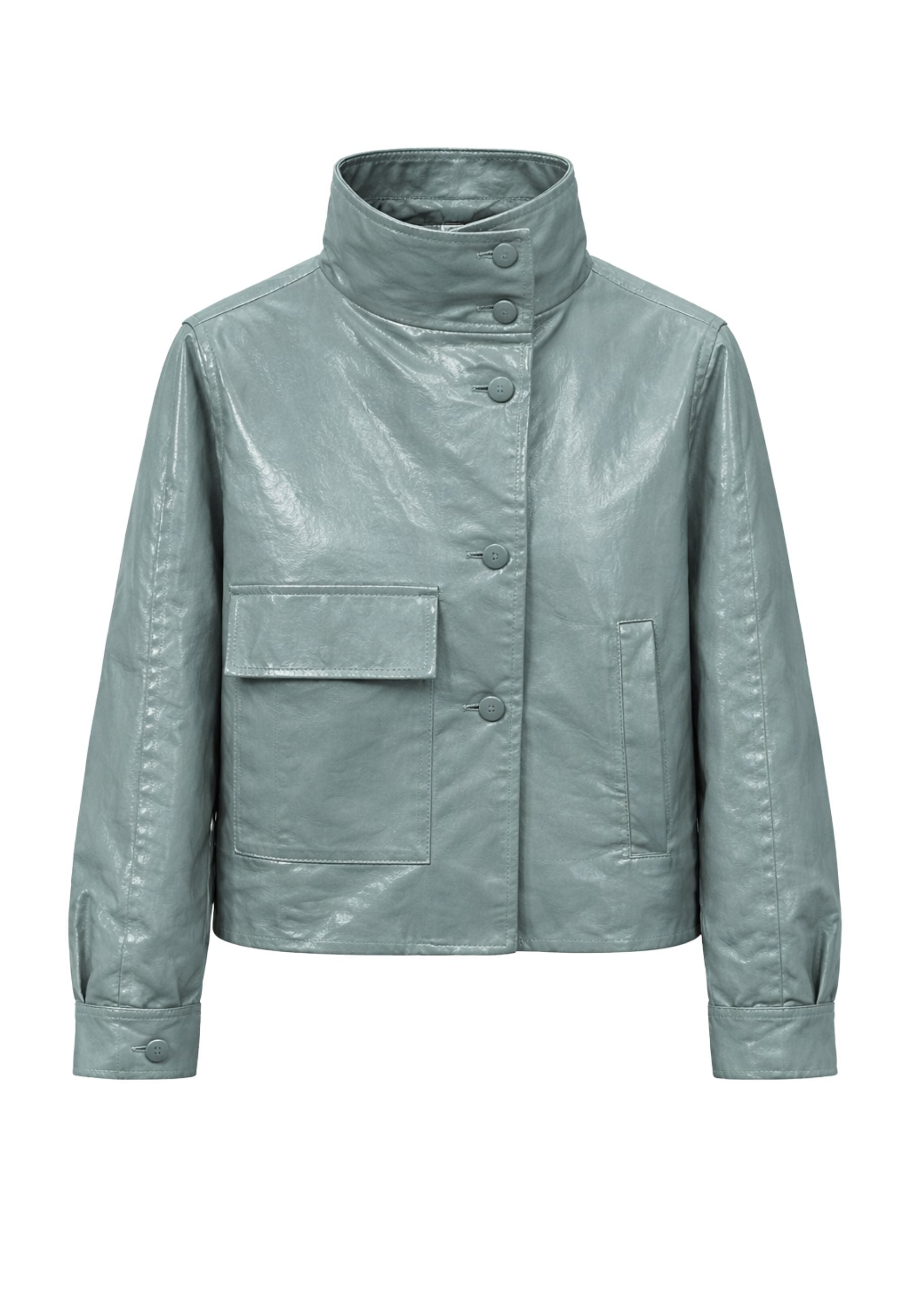 Giubbino donna over in tessuto spalmato con gilet interno estraibile - Verde salvia 