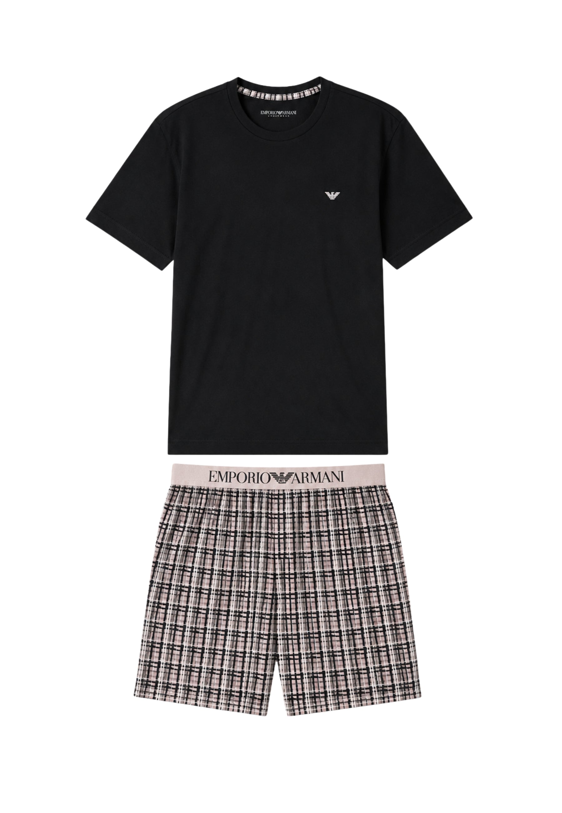 Emporio Armani Pigiama Uomo con Bermuda in Jersey Pattern Mix 