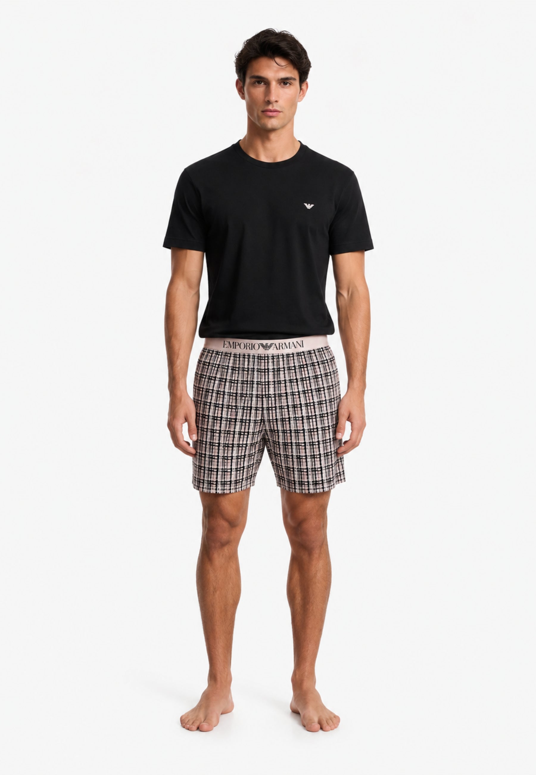 Emporio Armani Pigiama Uomo con Bermuda in Jersey Pattern Mix 