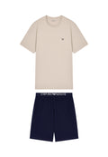 Emporio Armani Herren Pyjama aus Jersey Endurance mit Bermudas - Beige und Navyblau