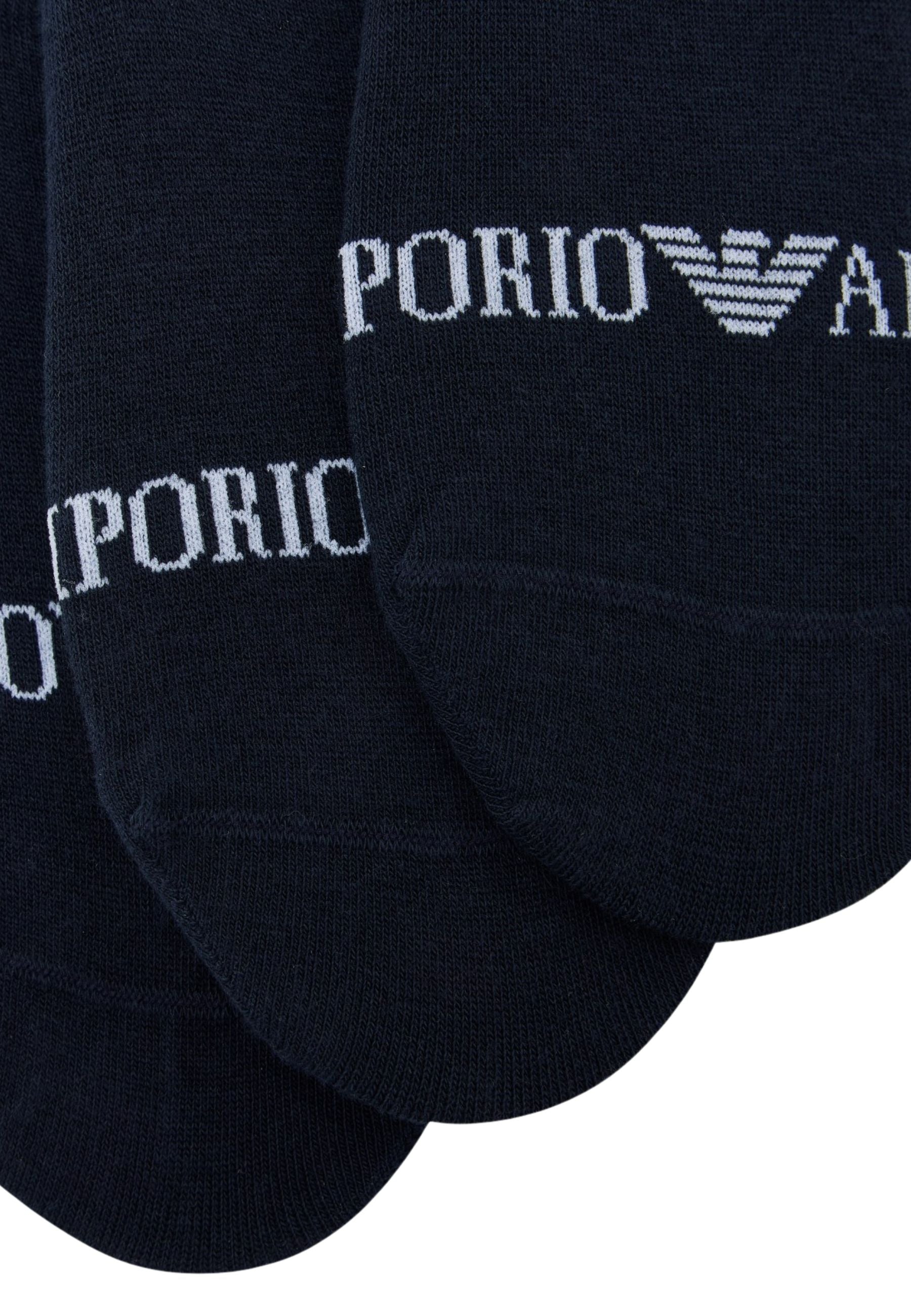 Emporio Armani Calzini Fantasmini Uomo 3 Paia in Cotone Stretch - Blu Navy 