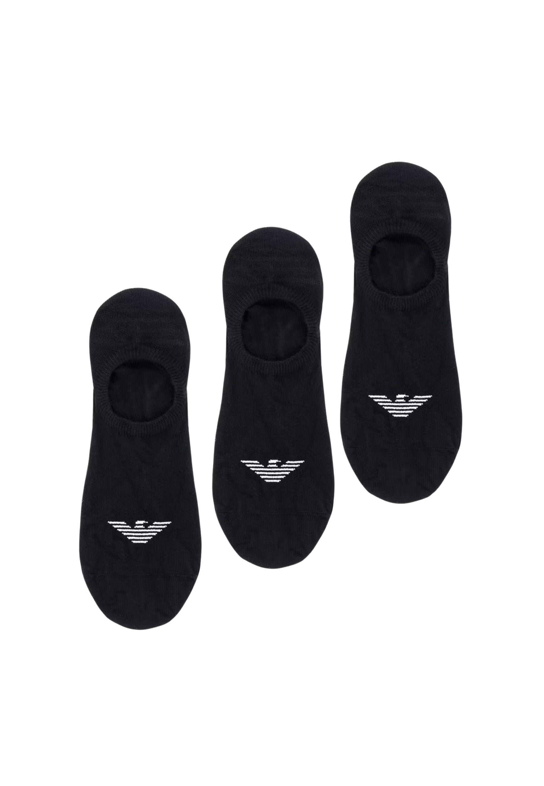 Emporio Armani Underwear - Calzini Fantasmini Uomo Pack 3 Pezzi Nero 