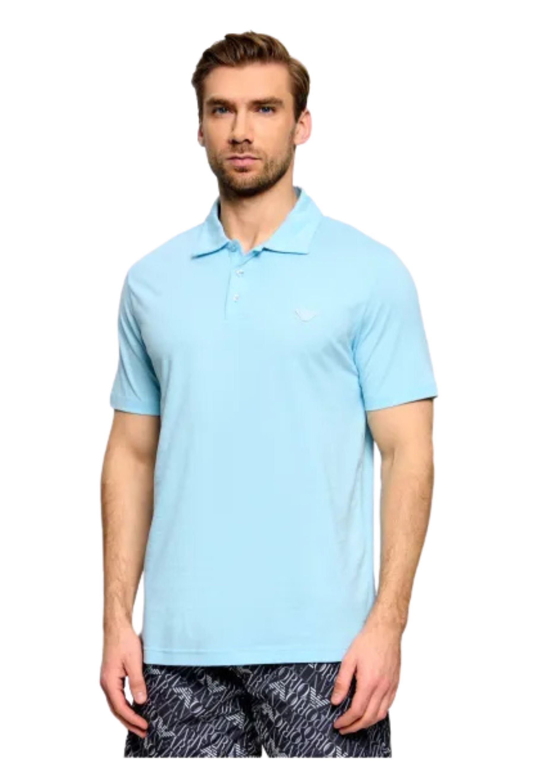 Emporio Armani Polo Uomo in Piqué di Cotone - Azzurro 