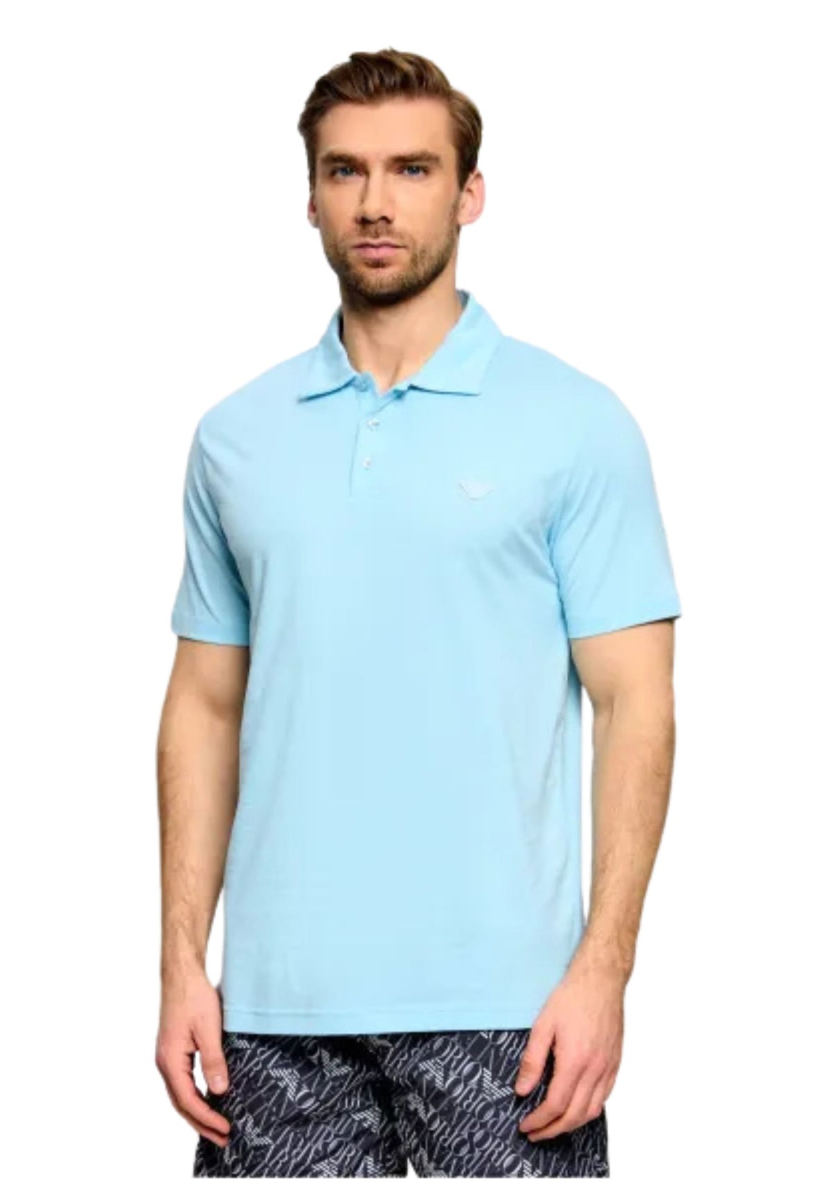 Emporio Armani Polo Uomo in Piqué di Cotone - Azzurro 