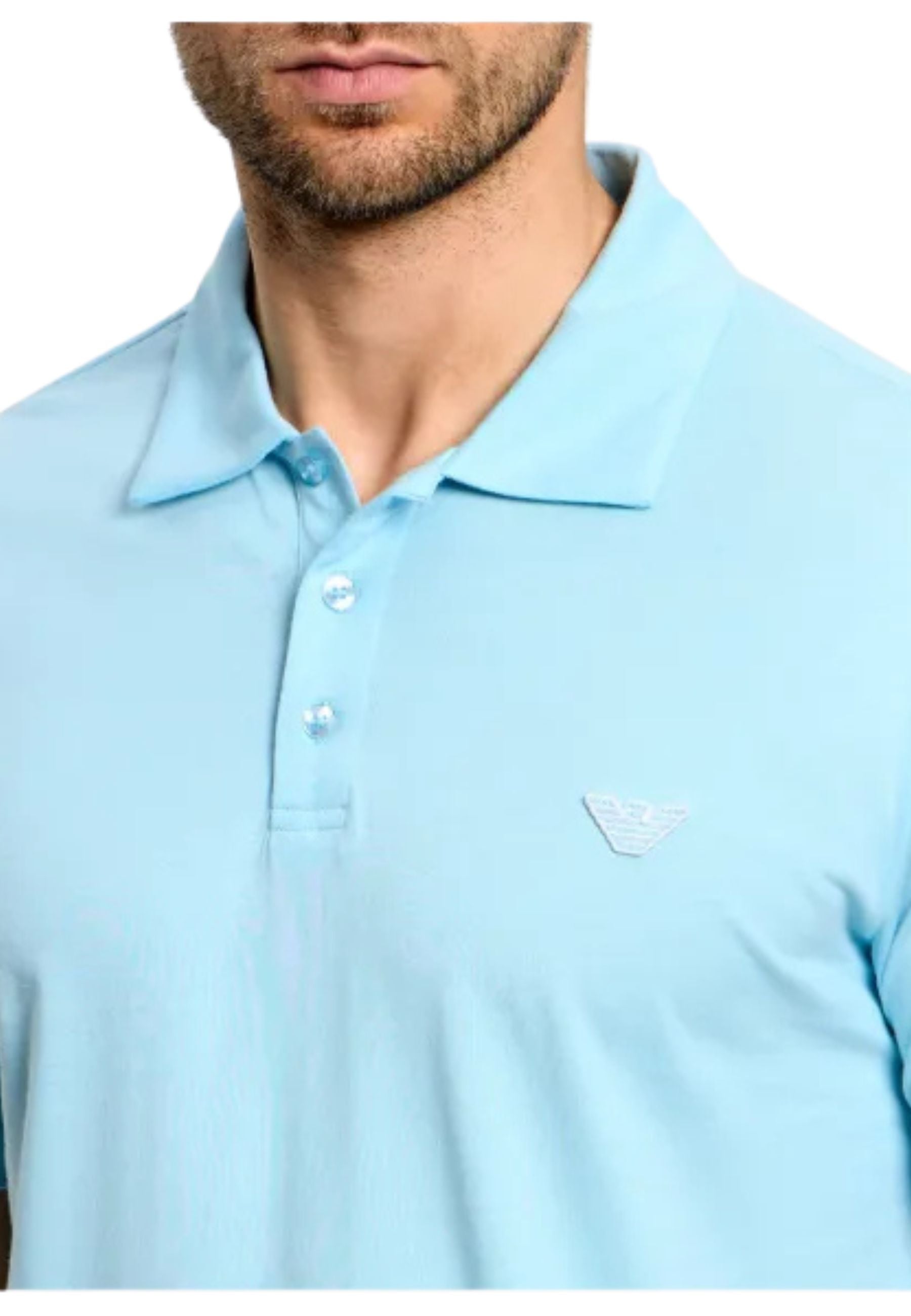 Emporio Armani Polo Uomo in Piqué di Cotone - Azzurro 
