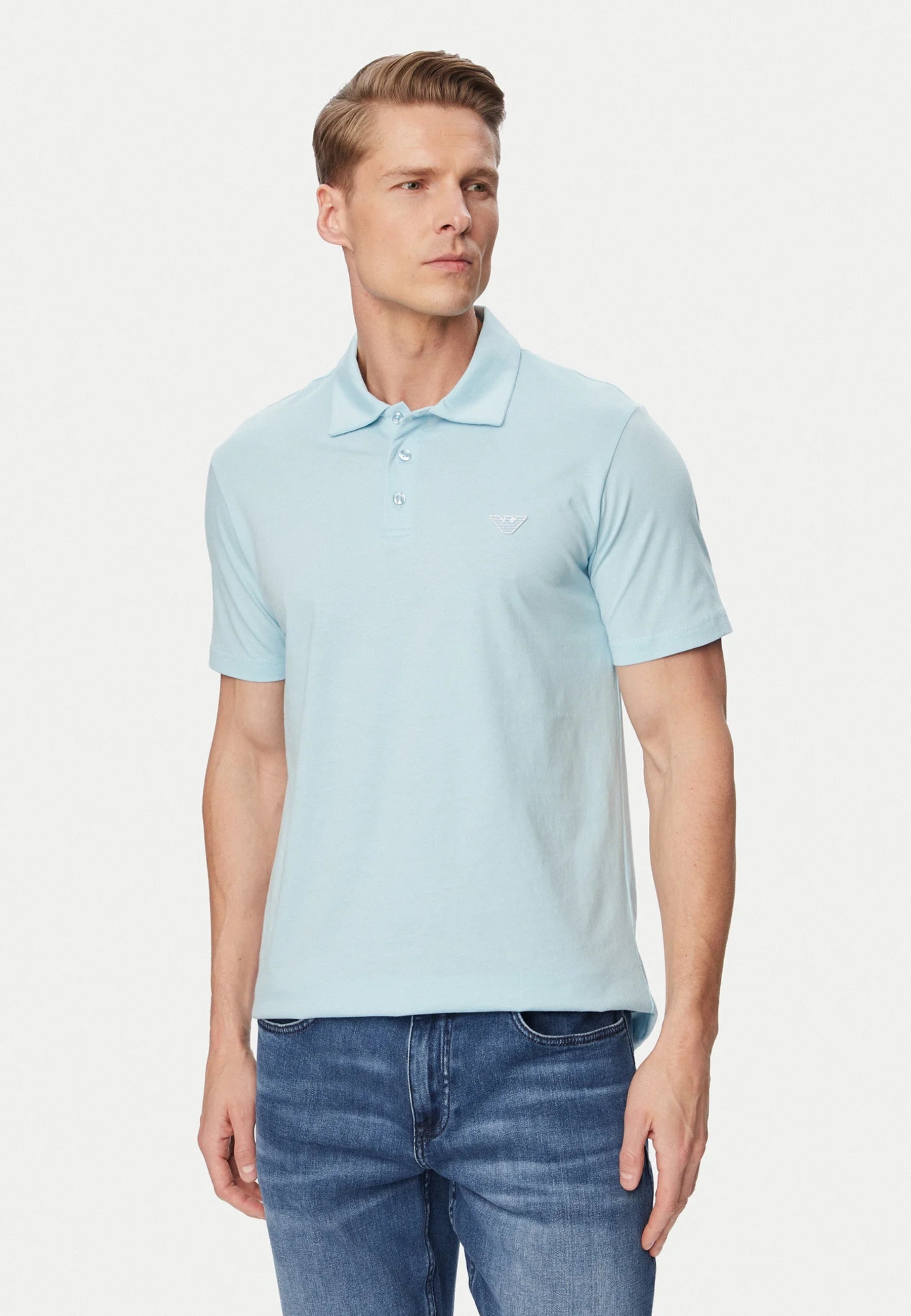 Emporio Armani Polo Uomo in Piqué di Cotone - Azzurro 