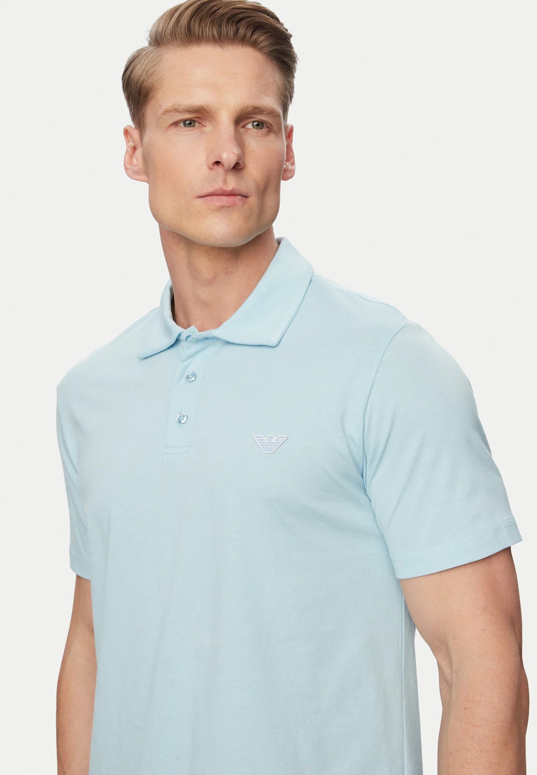 Emporio Armani Polo Uomo in Piqué di Cotone - Azzurro 
