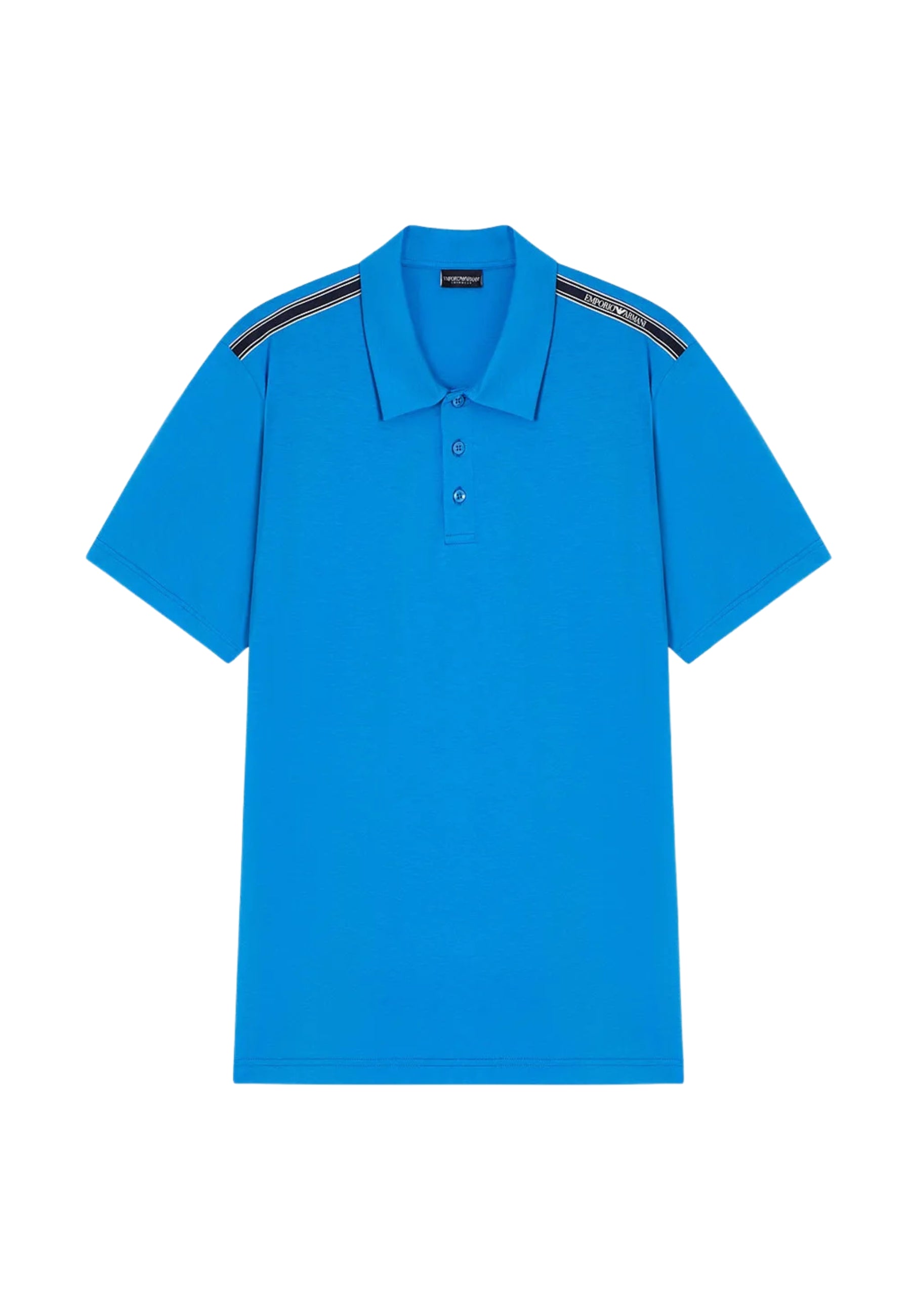 Emporio Armani Polo Uomo con Logotape sulle Spalle - Azzurro 