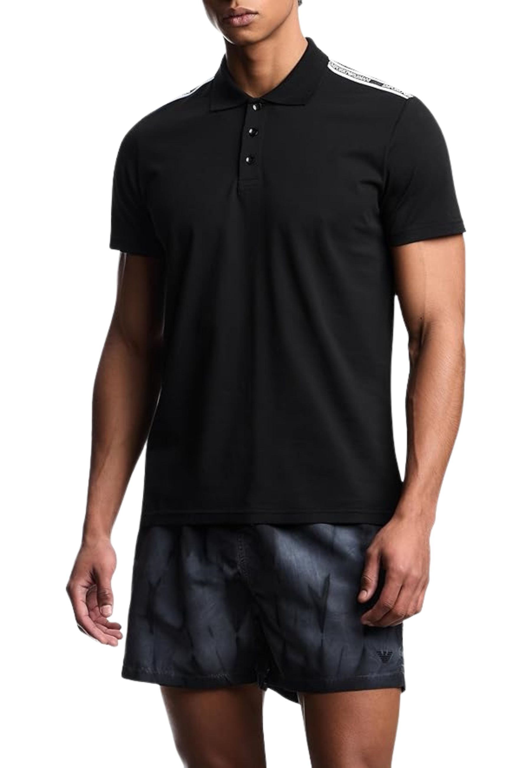 Emporio Armani Polo Uomo con Logotape sulle Spalle - Nera 
