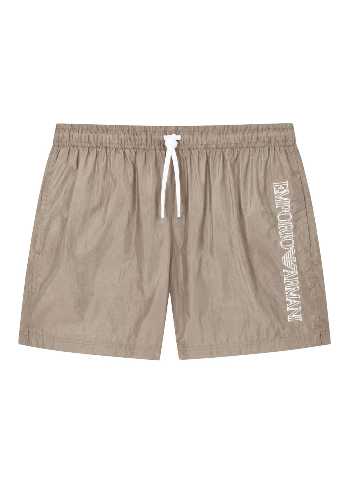 Emporio Armani Costume da Bagno Uomo Shorts con Ricamo Logo - Beige 