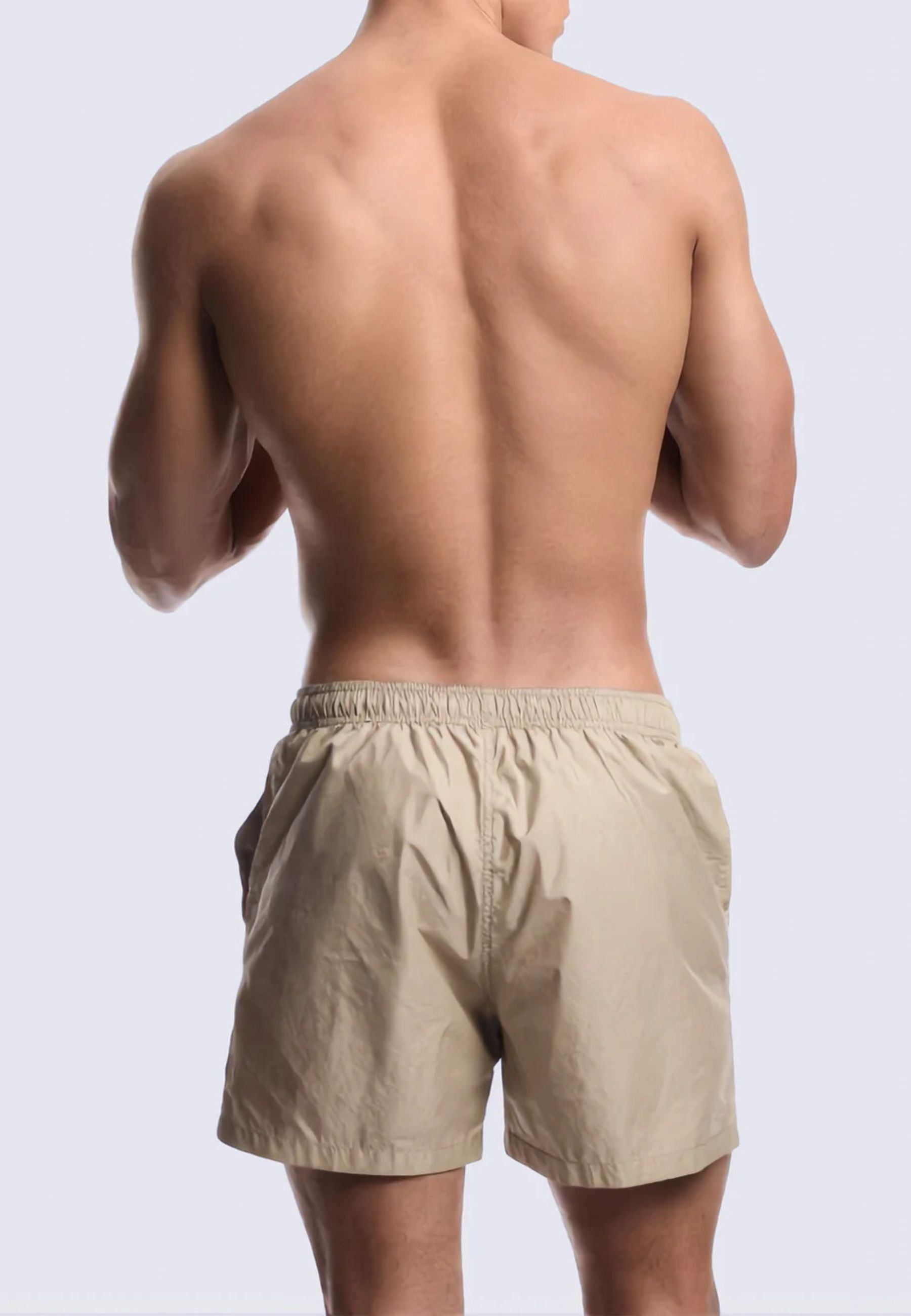 Emporio Armani Costume da Bagno Uomo Shorts con Ricamo Logo - Beige 