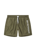 Emporio Armani Herren-Badeshorts mit Logo-Stickerei – Militärgrün