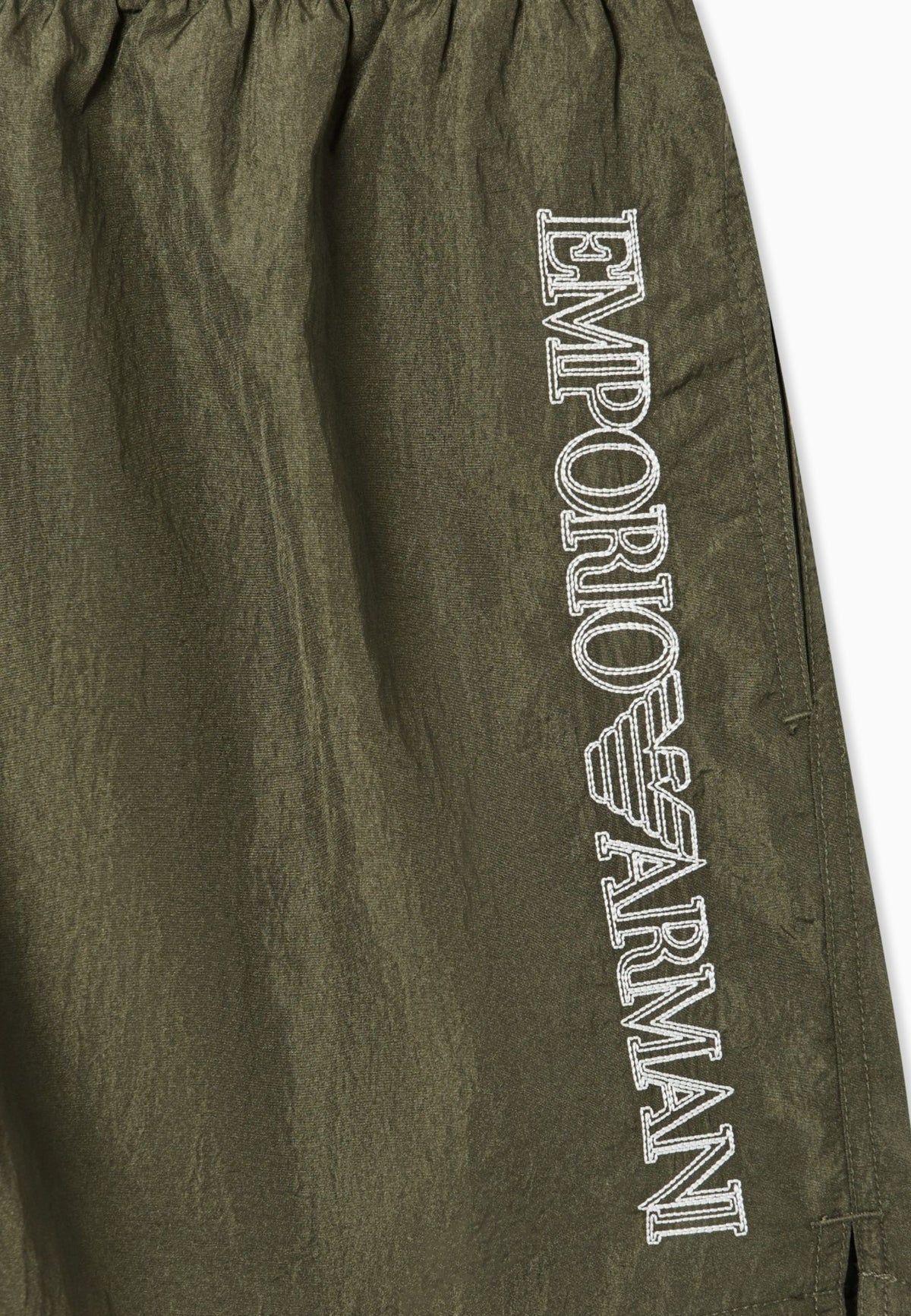 Emporio Armani Costume da Bagno Uomo Shorts con Ricamo Logo - Verde Militare 