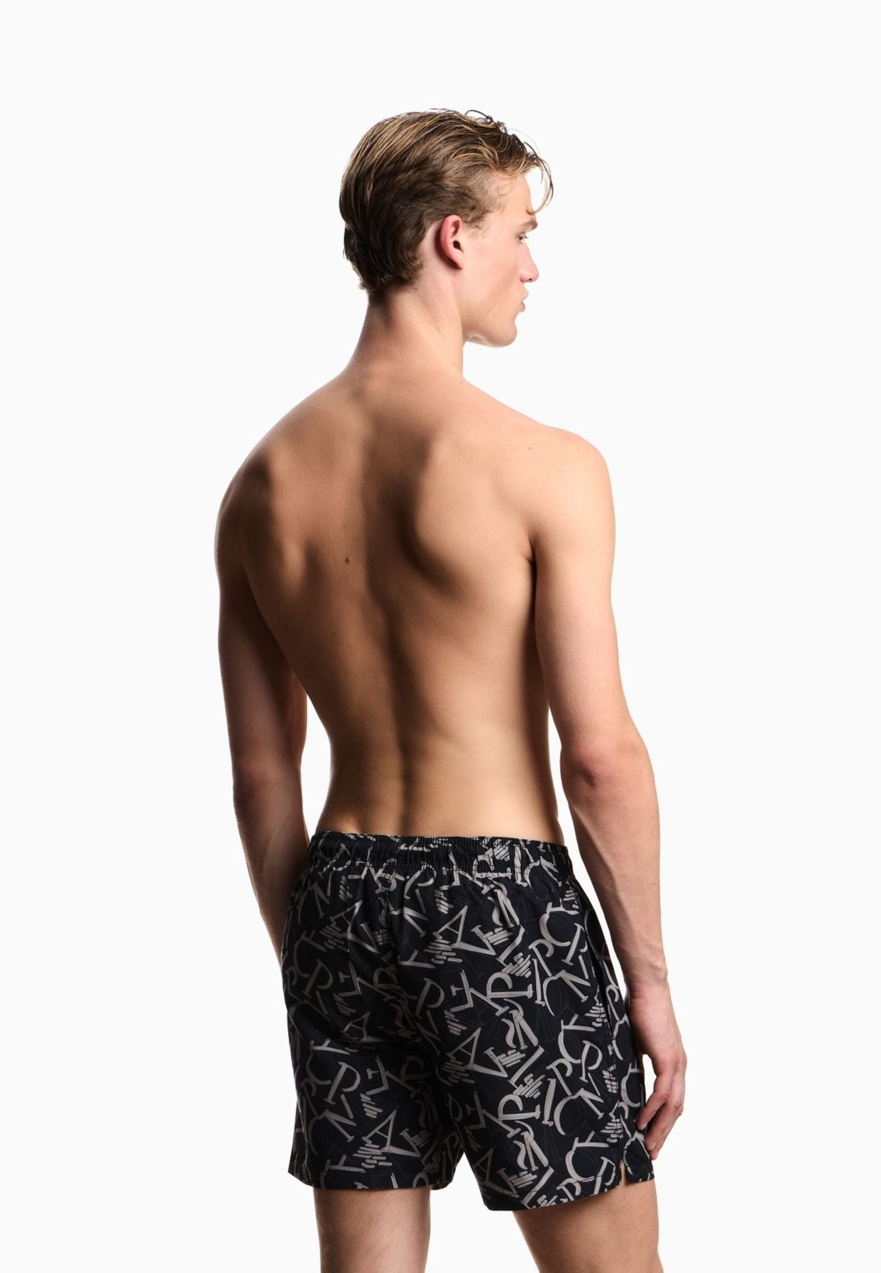 Emporio Armani Costume da Bagno Uomo Shorts Stampa Logo All Over - Nero 