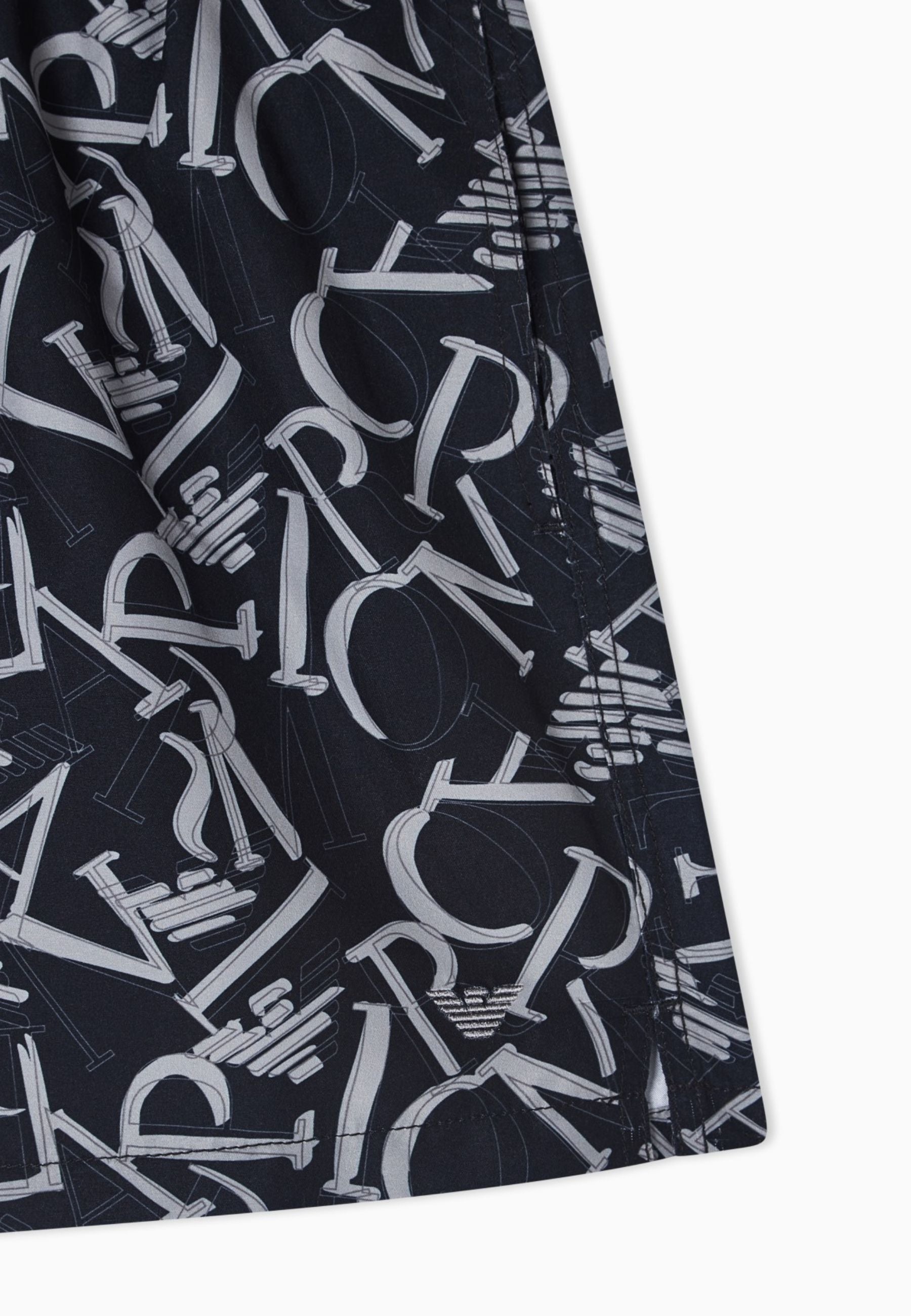 Emporio Armani Costume da Bagno Uomo Shorts Stampa Logo All Over - Nero 