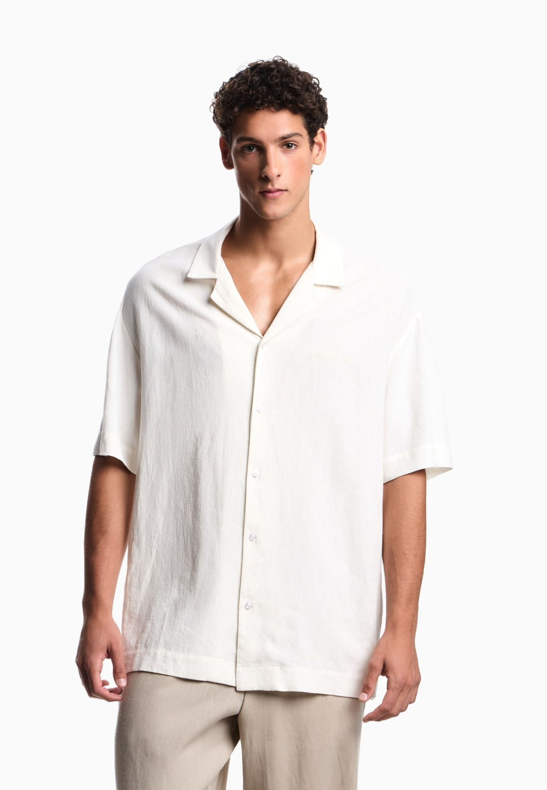 EMPORIO ARMANI - Camicia Beachwear in Misto Lino 