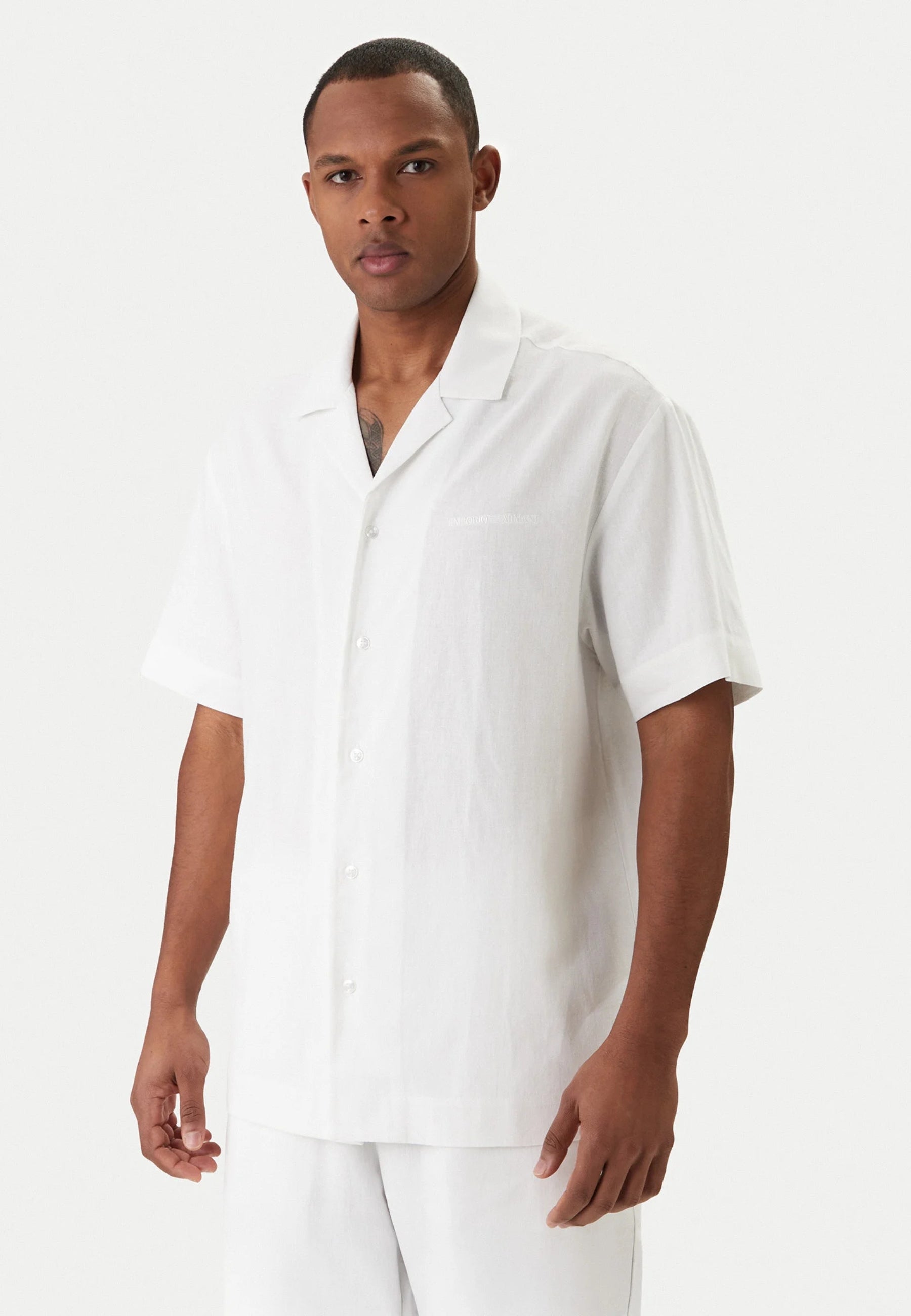 EMPORIO ARMANI - Camicia Beachwear in Misto Lino 