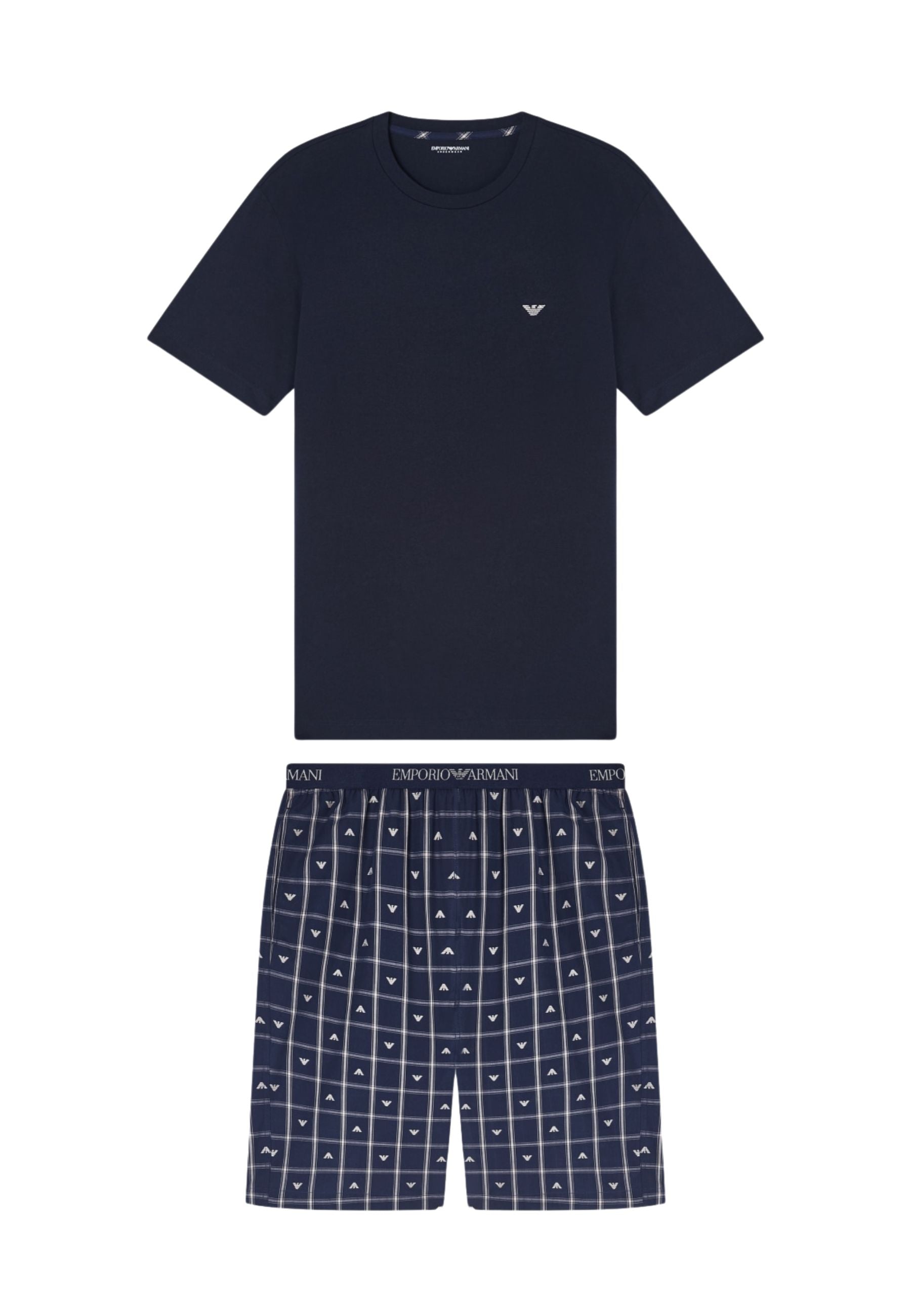 Emporio Armani - Pigiama con bermuda logo jacquard 