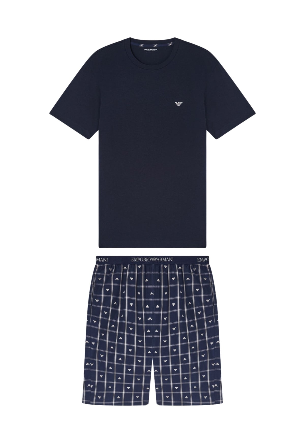 Emporio Armani - Pigiama con bermuda logo jacquard 
