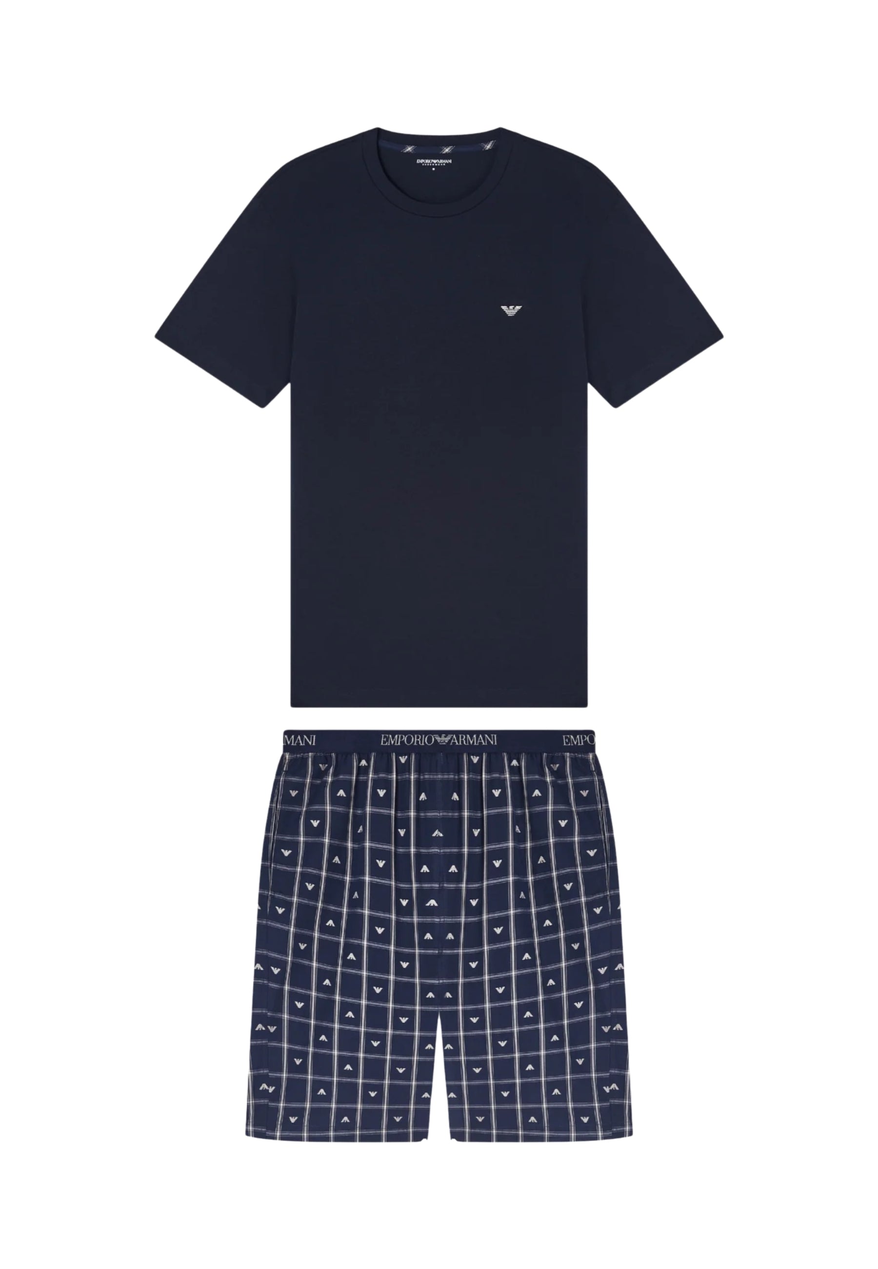 Emporio Armani - Pigiama con bermuda logo jacquard 