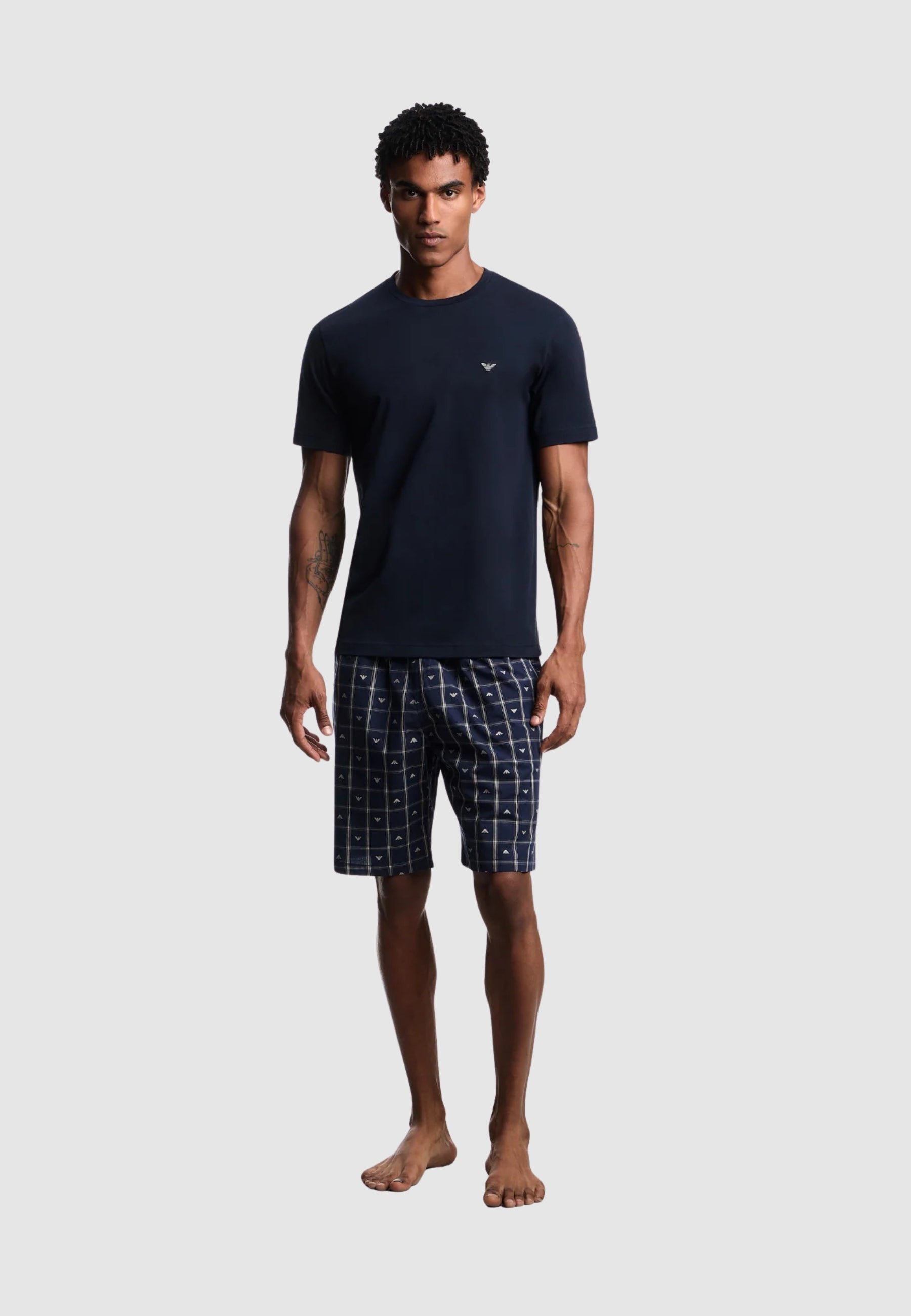 Emporio Armani - Pigiama con bermuda logo jacquard 