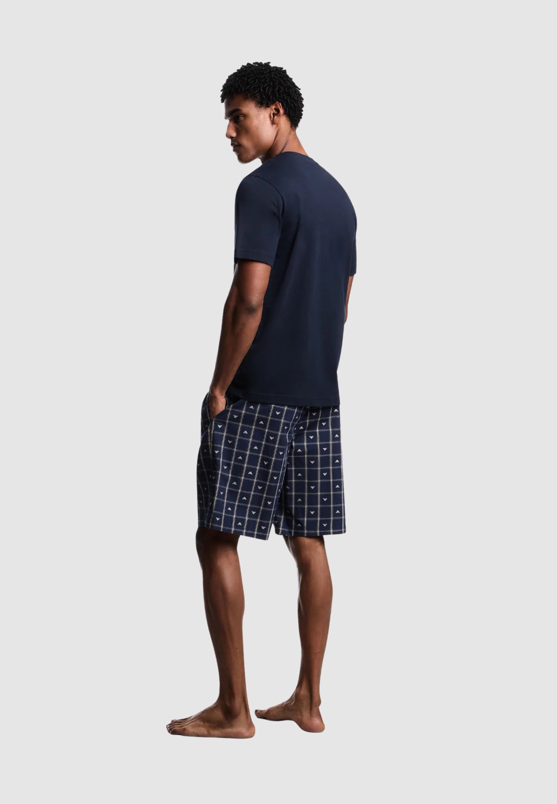 Emporio Armani - Pigiama con bermuda logo jacquard 
