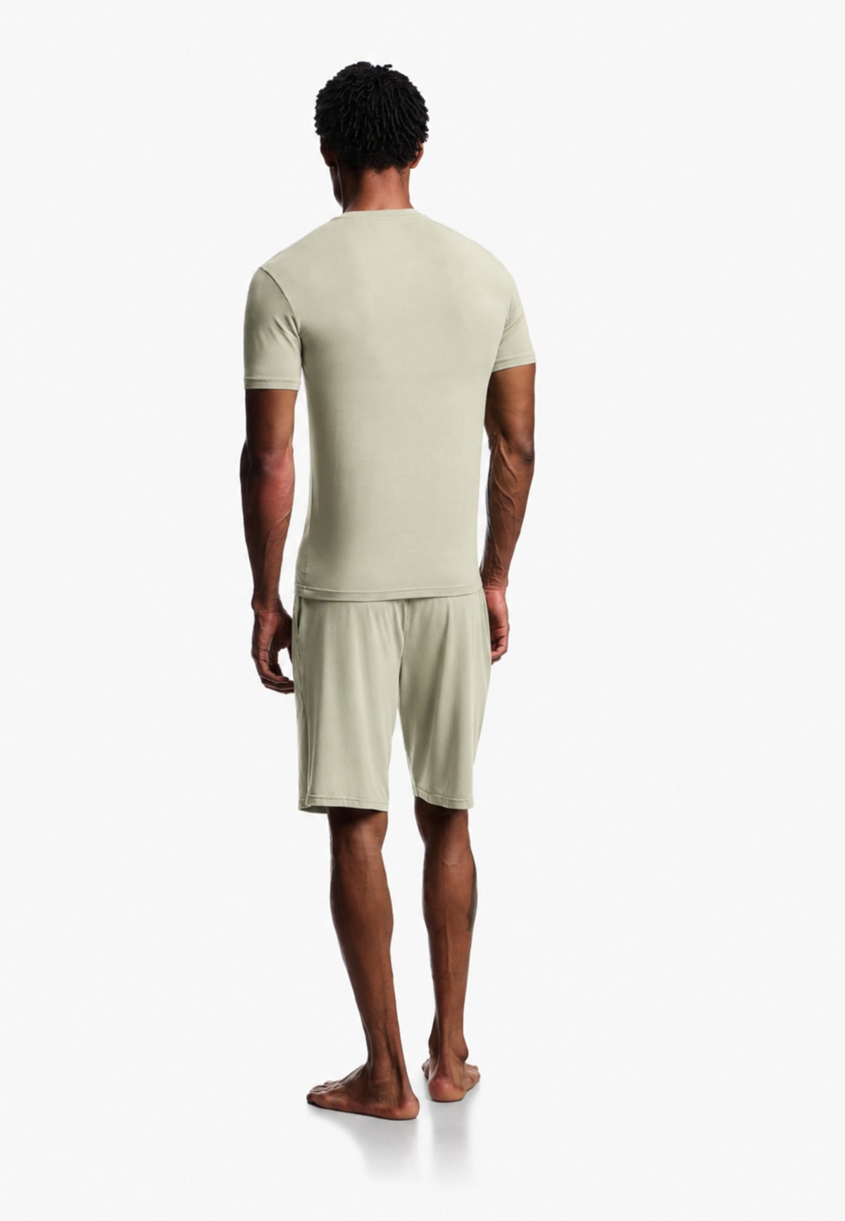 Emporio Armani Pigiama Uomo in Modal Soft con Bermuda - Verde Salvia 