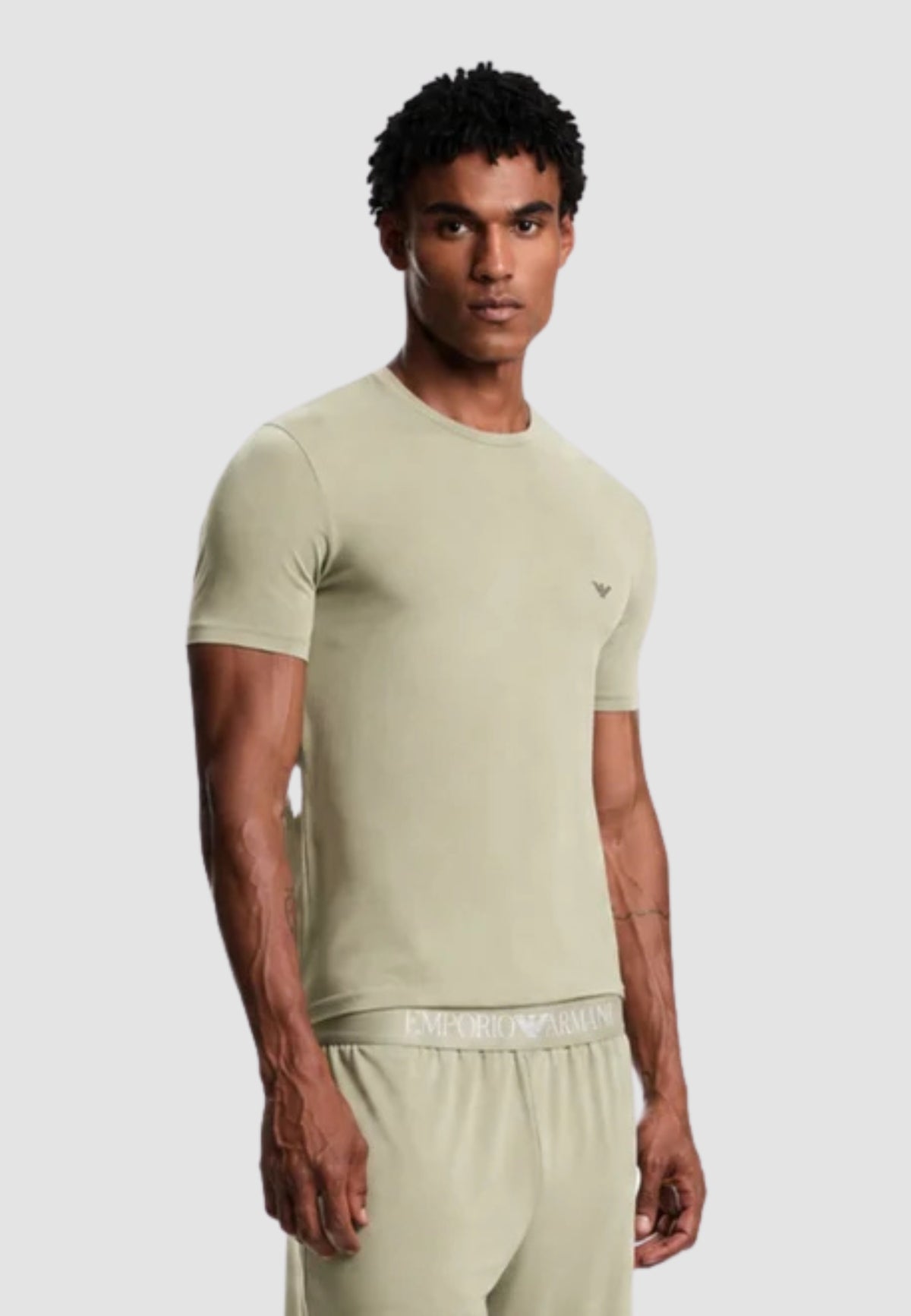 Emporio Armani Pigiama Uomo in Modal Soft con Bermuda - Verde Salvia 