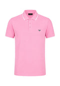 Emporio Armani Herren-Polo aus Baumwoll-Piqué mit Kontraststreifen – Rosa