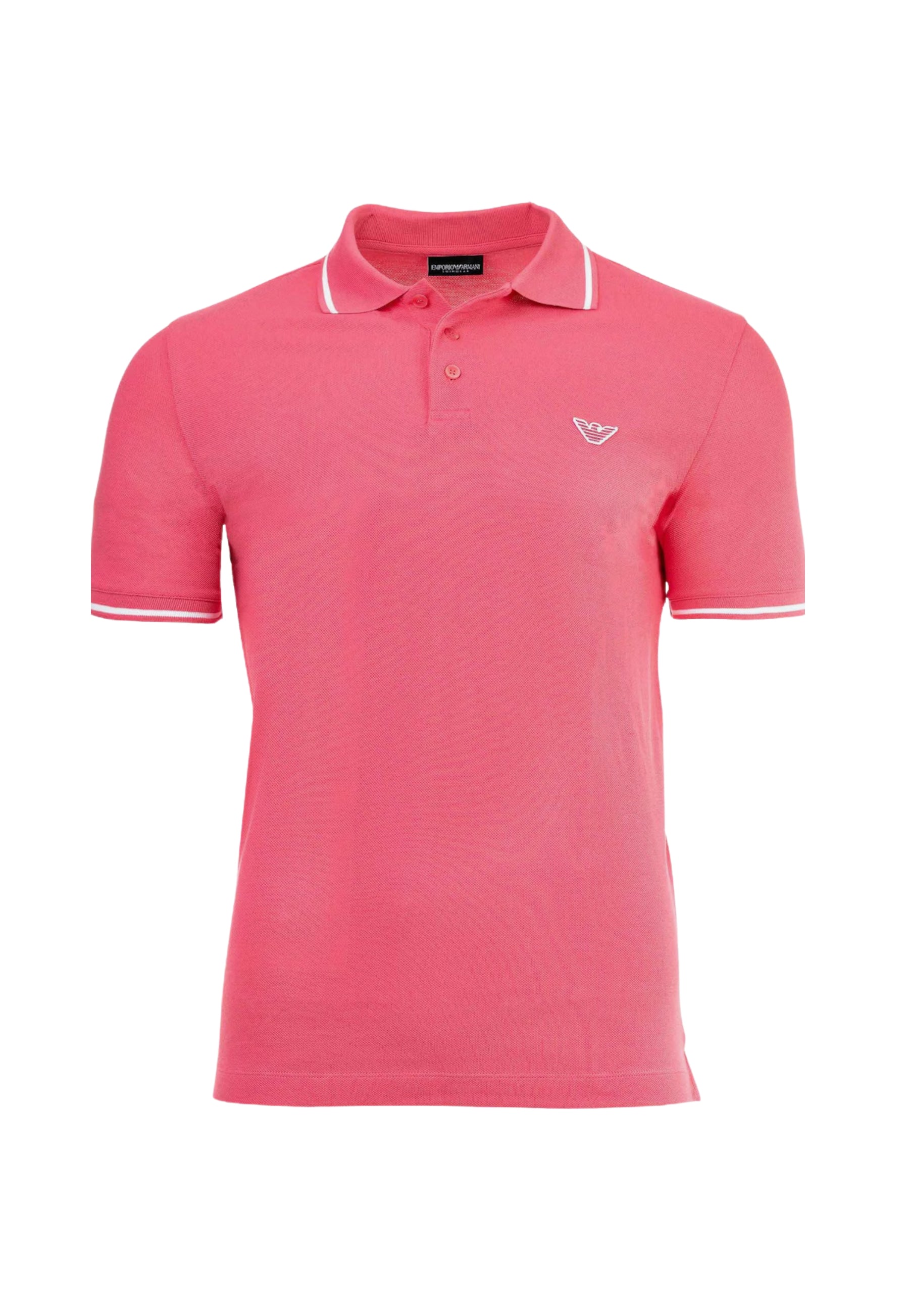 Emporio Armani Polo Uomo in Piqué di Cotone con Profili a Contrasto - Rosa 