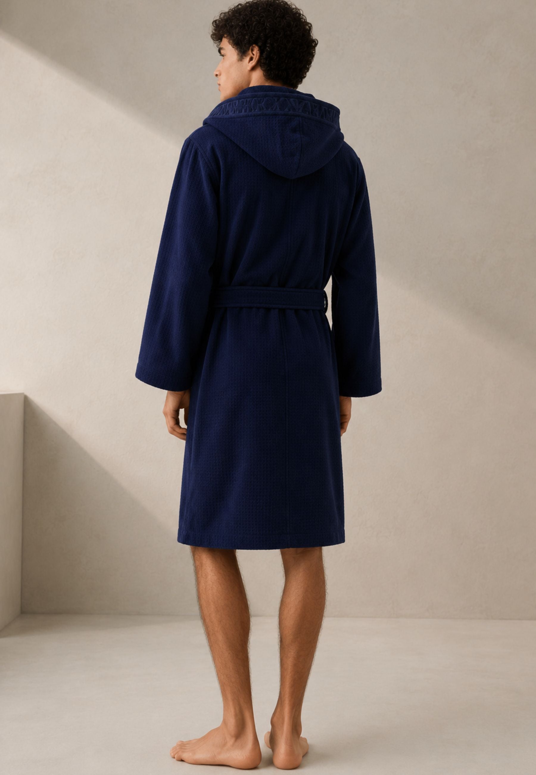 Emporio Armani Accappatoio Uomo con Cappuccio - Blu Navy 