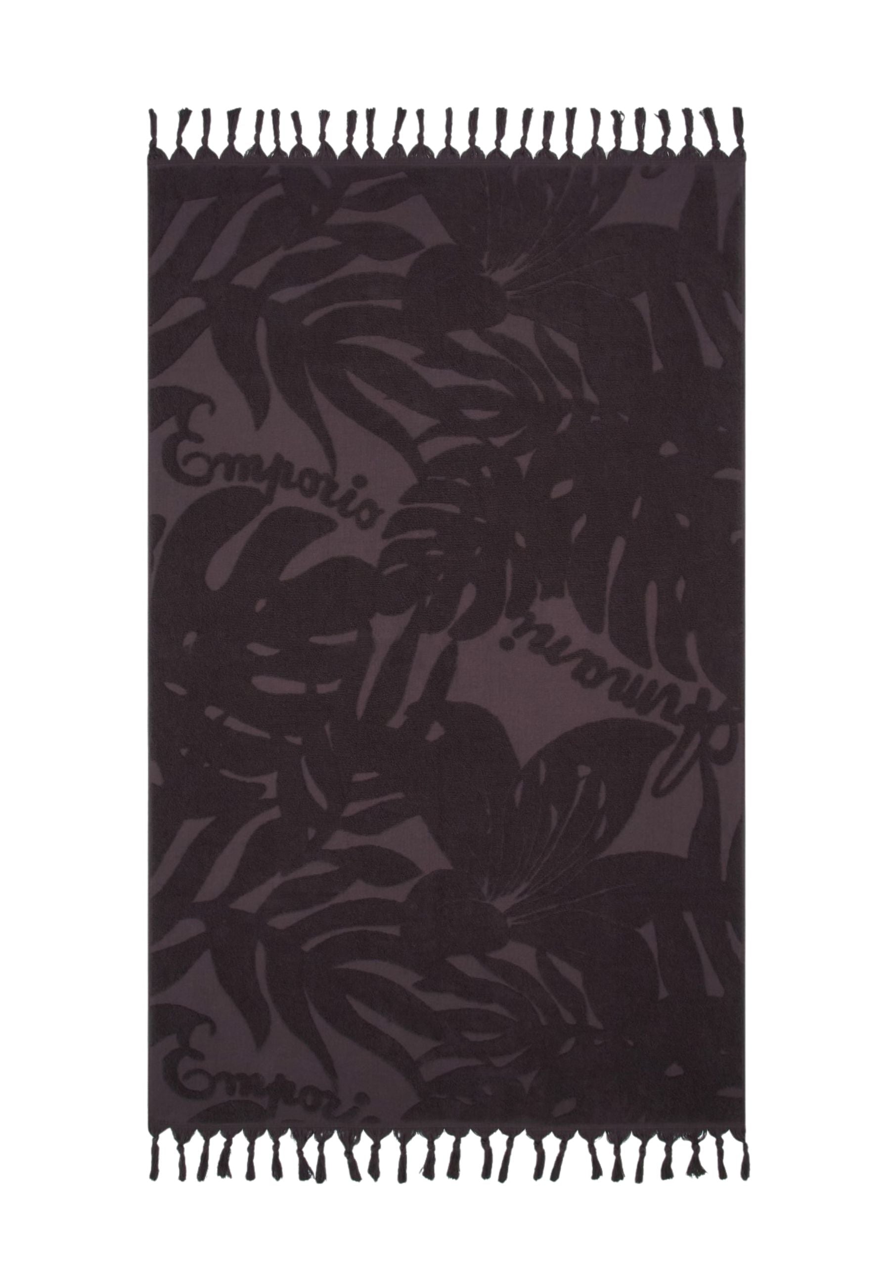 Emporio Armani - Telo mare in cotone jacquard con motivo foliage 