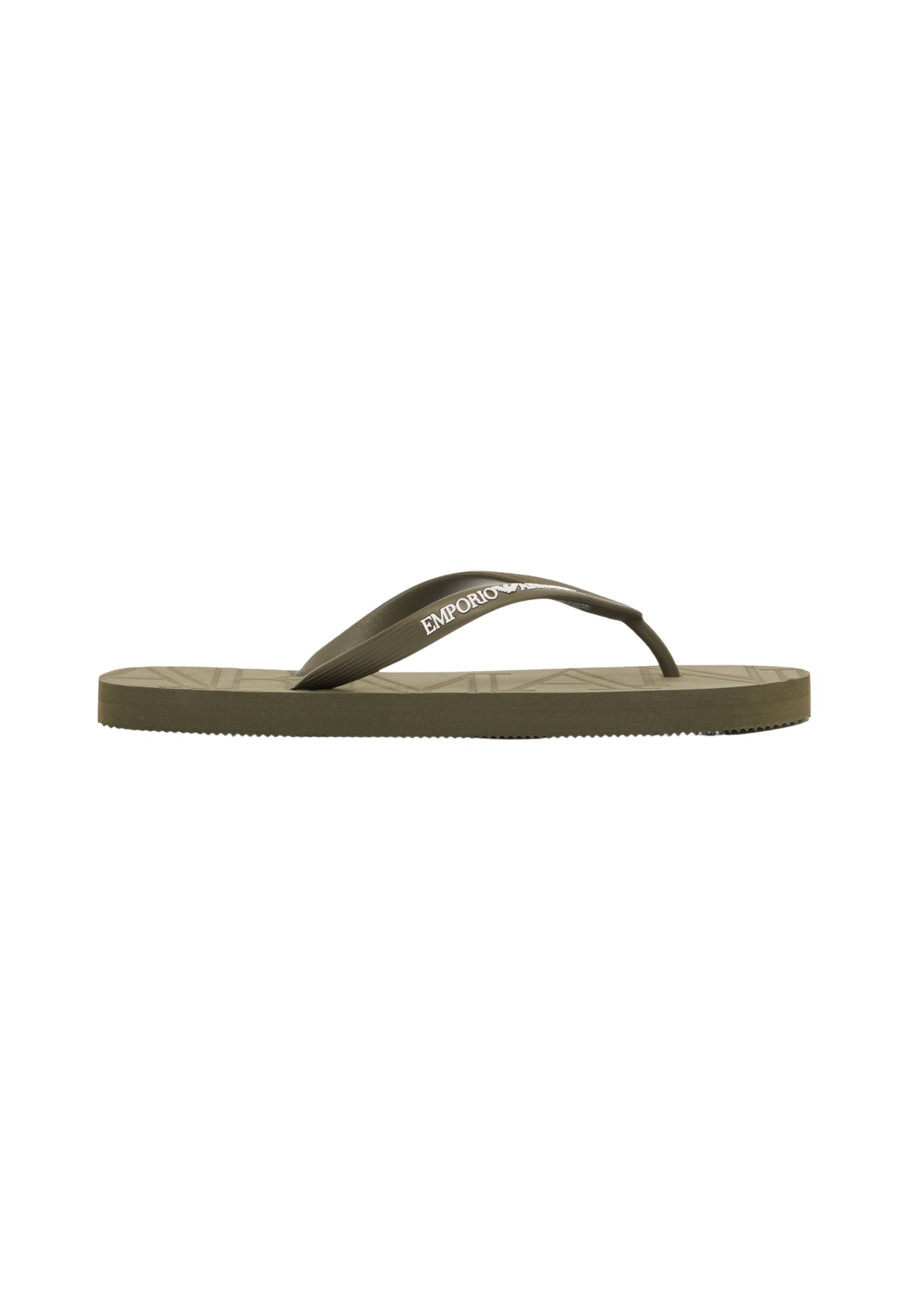 Emporio Armani Infradito in Gomma con Logo - Verde Militare 