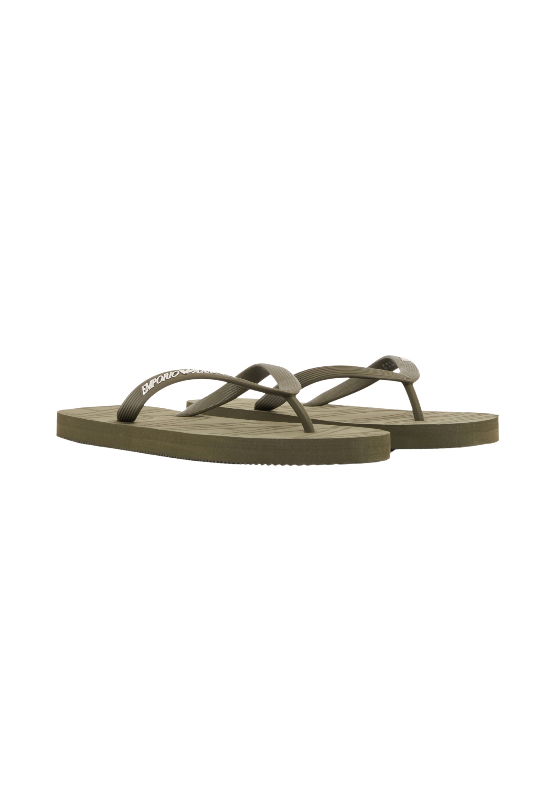 Emporio Armani Infradito in Gomma con Logo - Verde Militare 