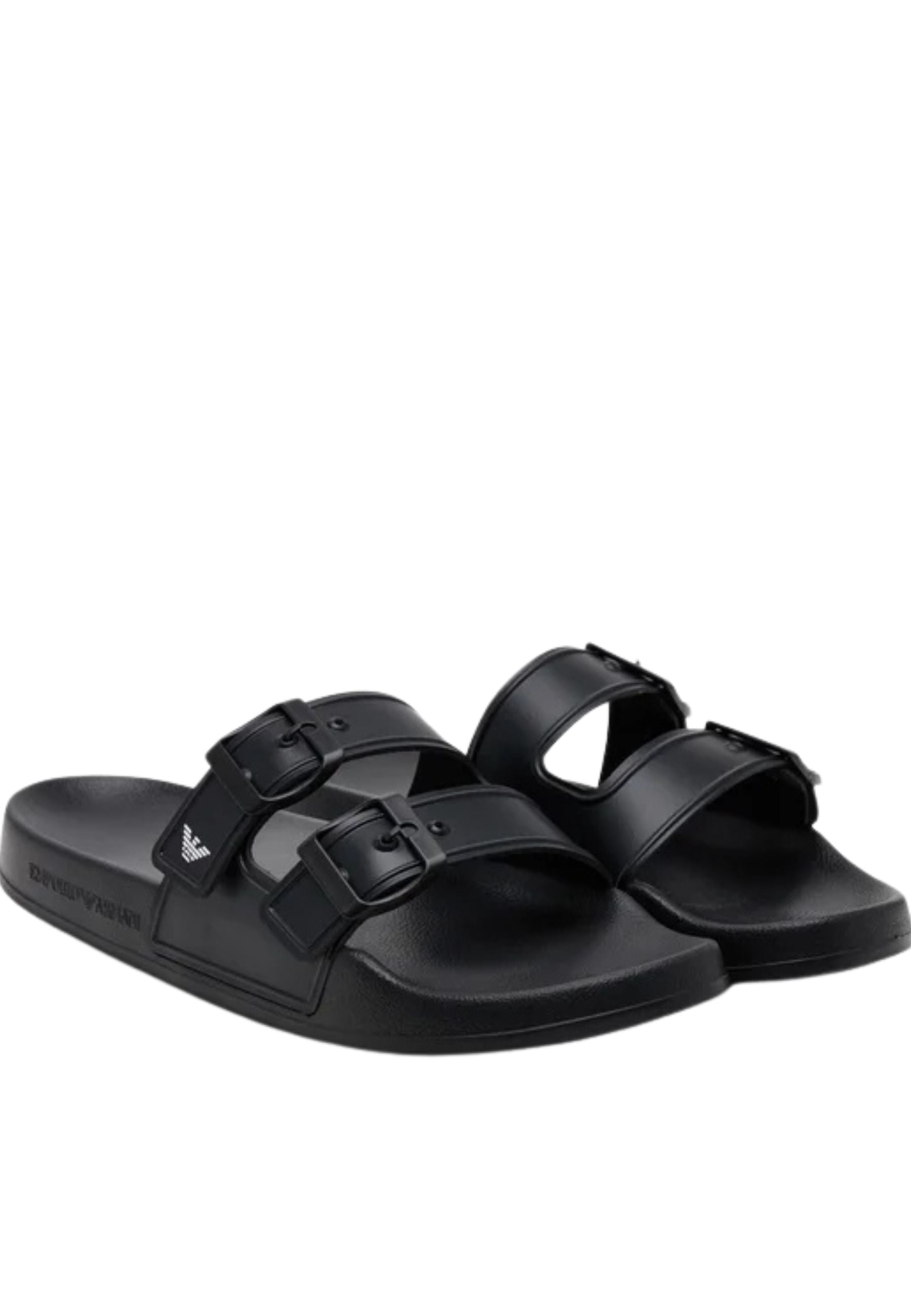 Emporio Armani - Sandali slide doppia fascia con fibbie 