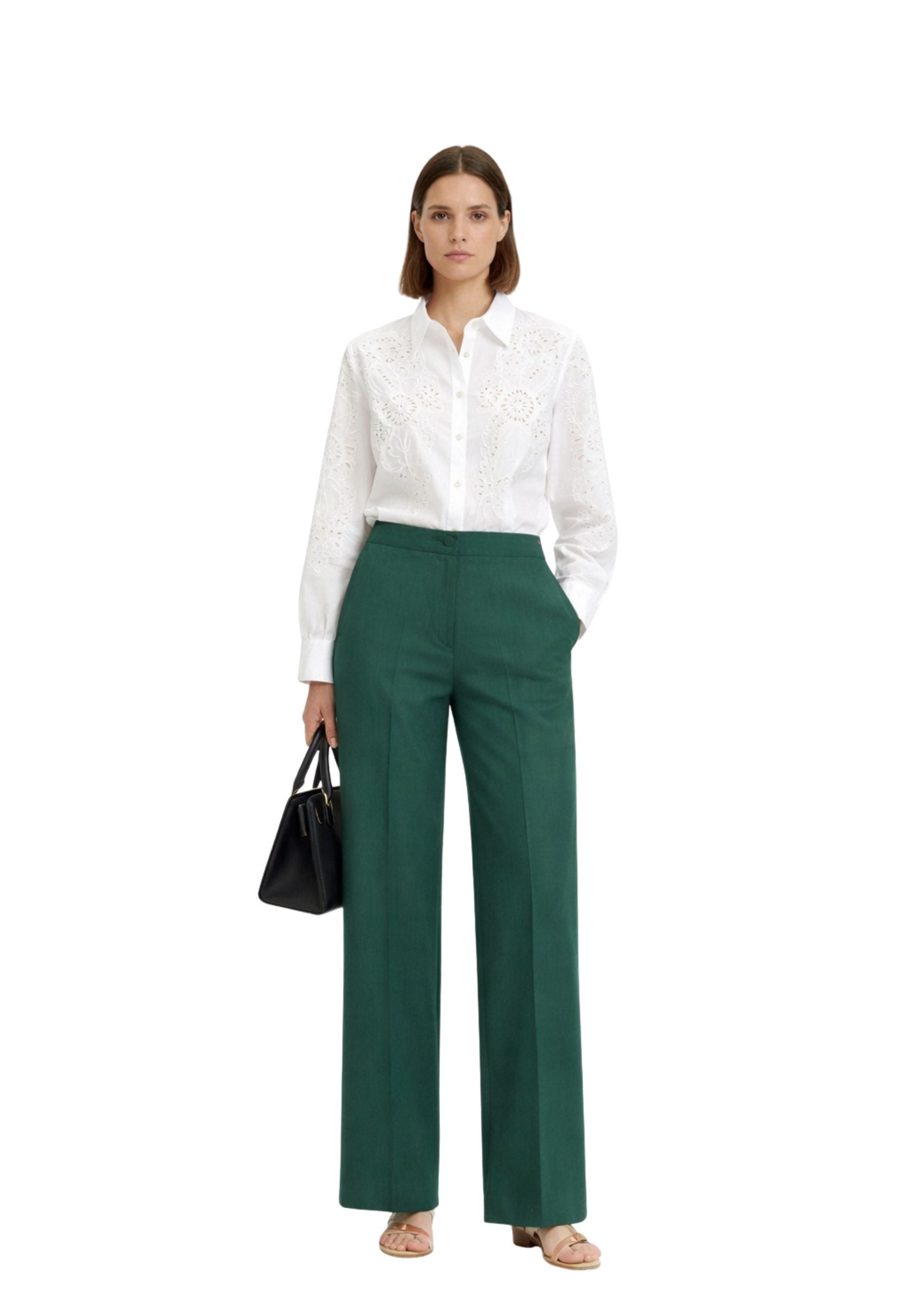 iBlues - Pantaloni wide leg in misto lino e cotone 