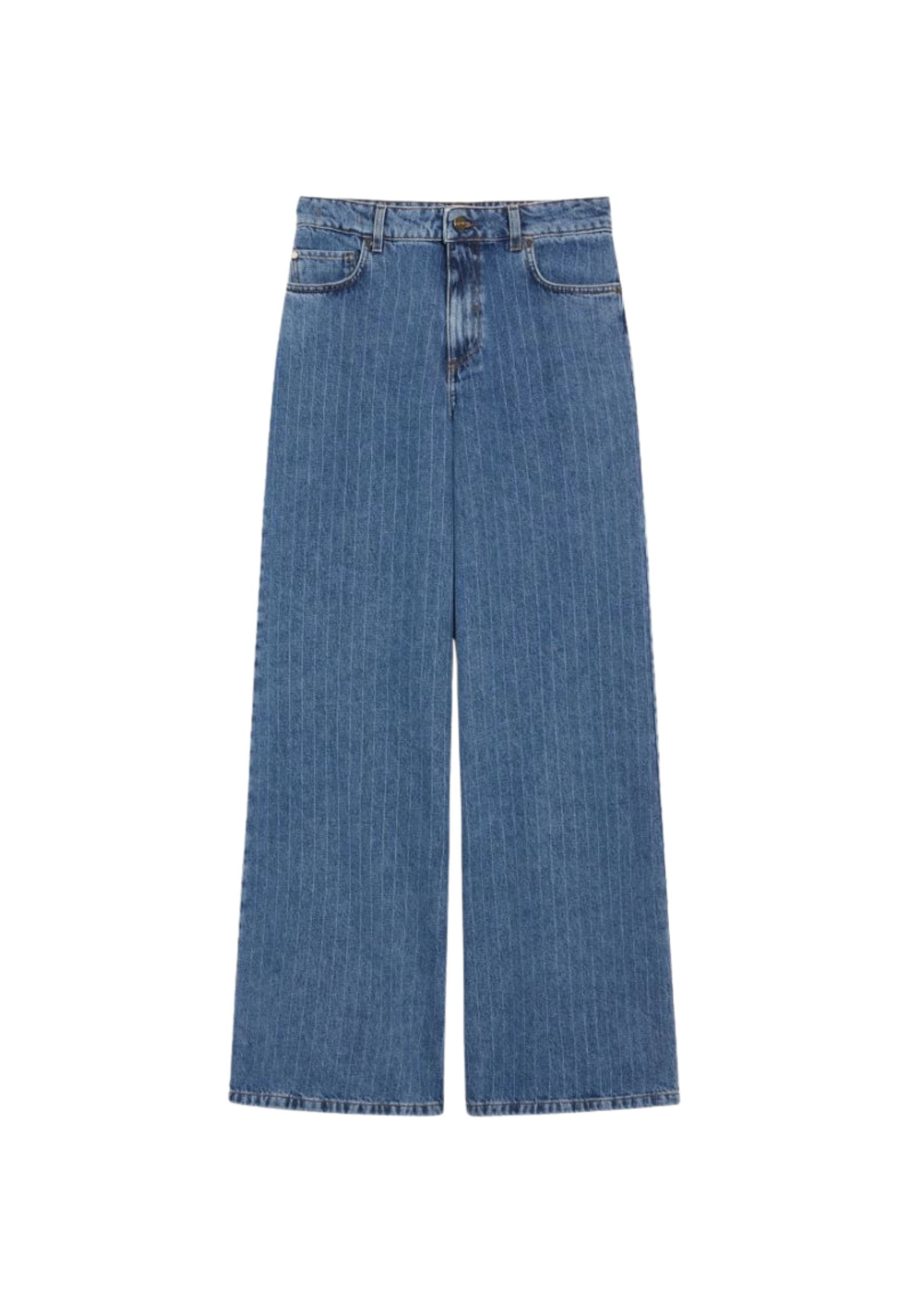 iBlues - Jeans wide leg in denim con motivo rigato 