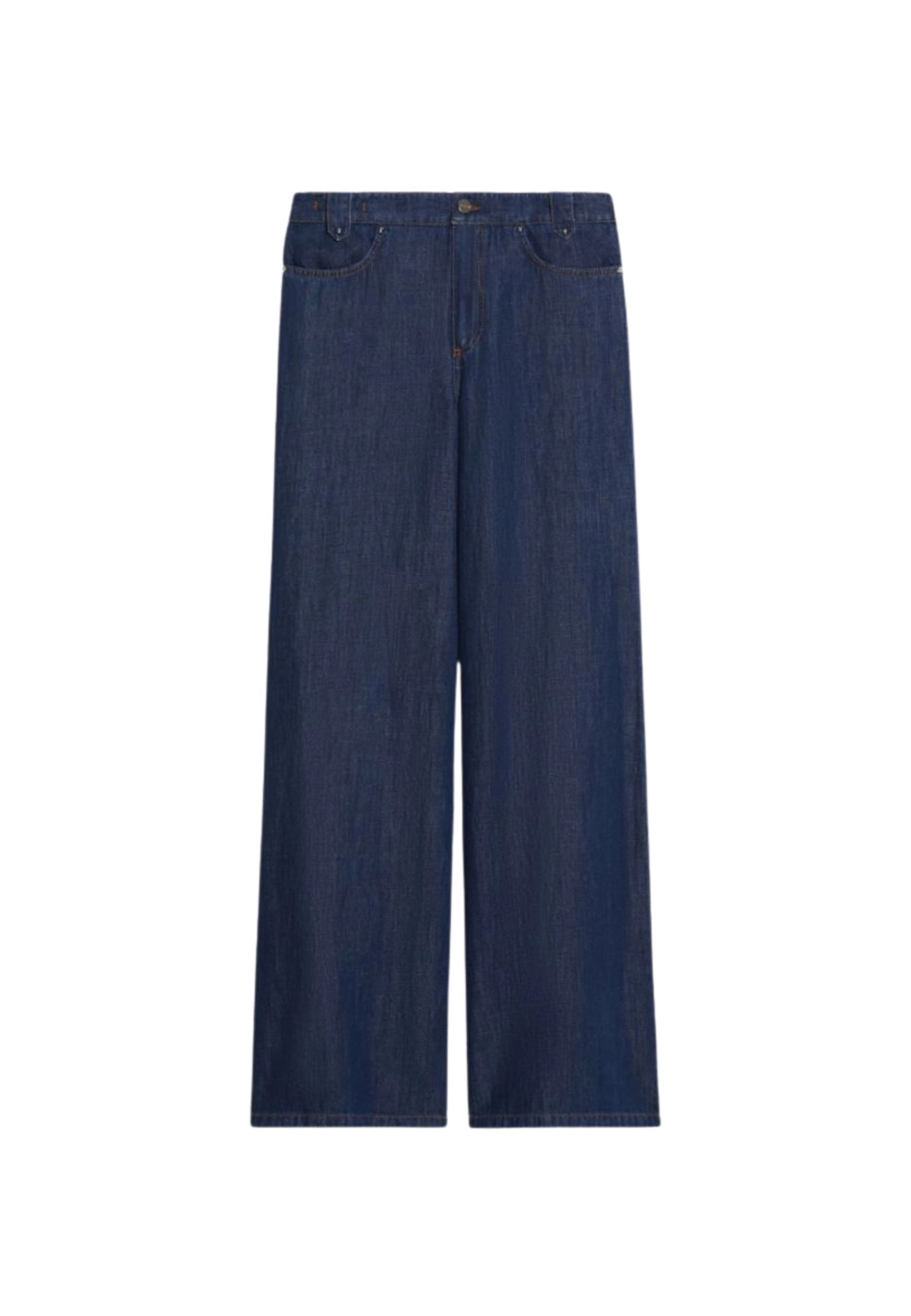 iBlues - Jeans wide leg in denim misto cotone e lino 
