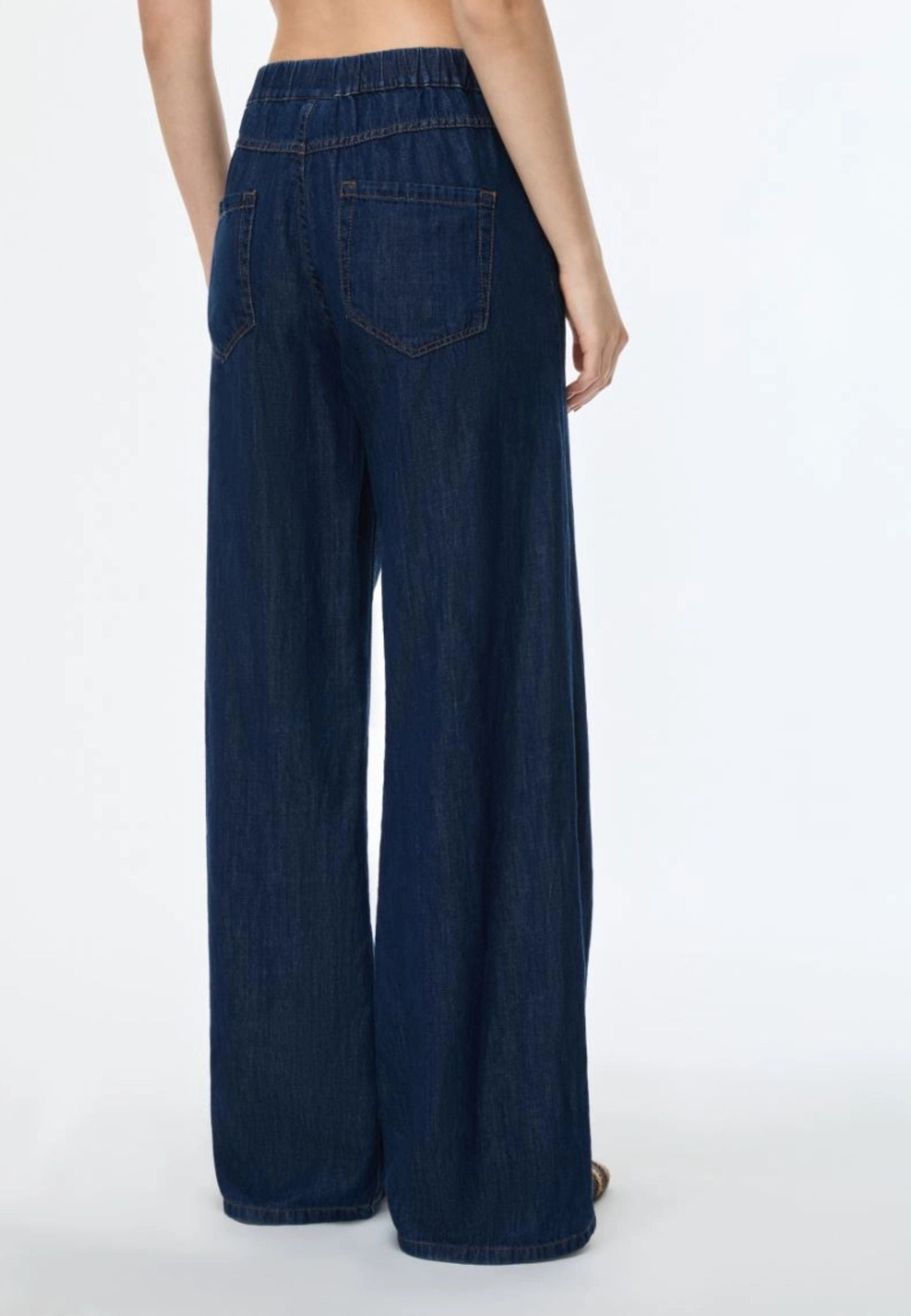 iBlues - Jeans wide leg in denim misto cotone e lino 