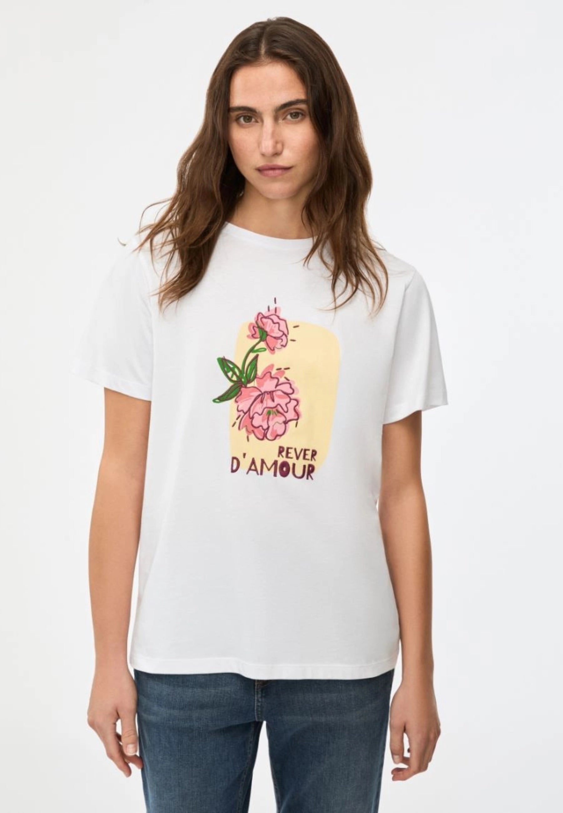 iBlues T-shirt in Cotone con Stampa e Ricamo Floreale 