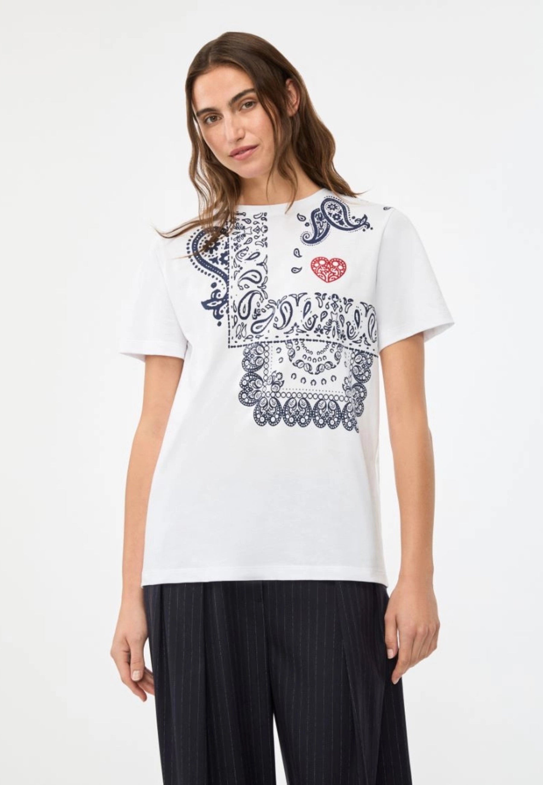 iBlues T-shirt in Cotone con Stampa Bandana e Ricamo Cuore 