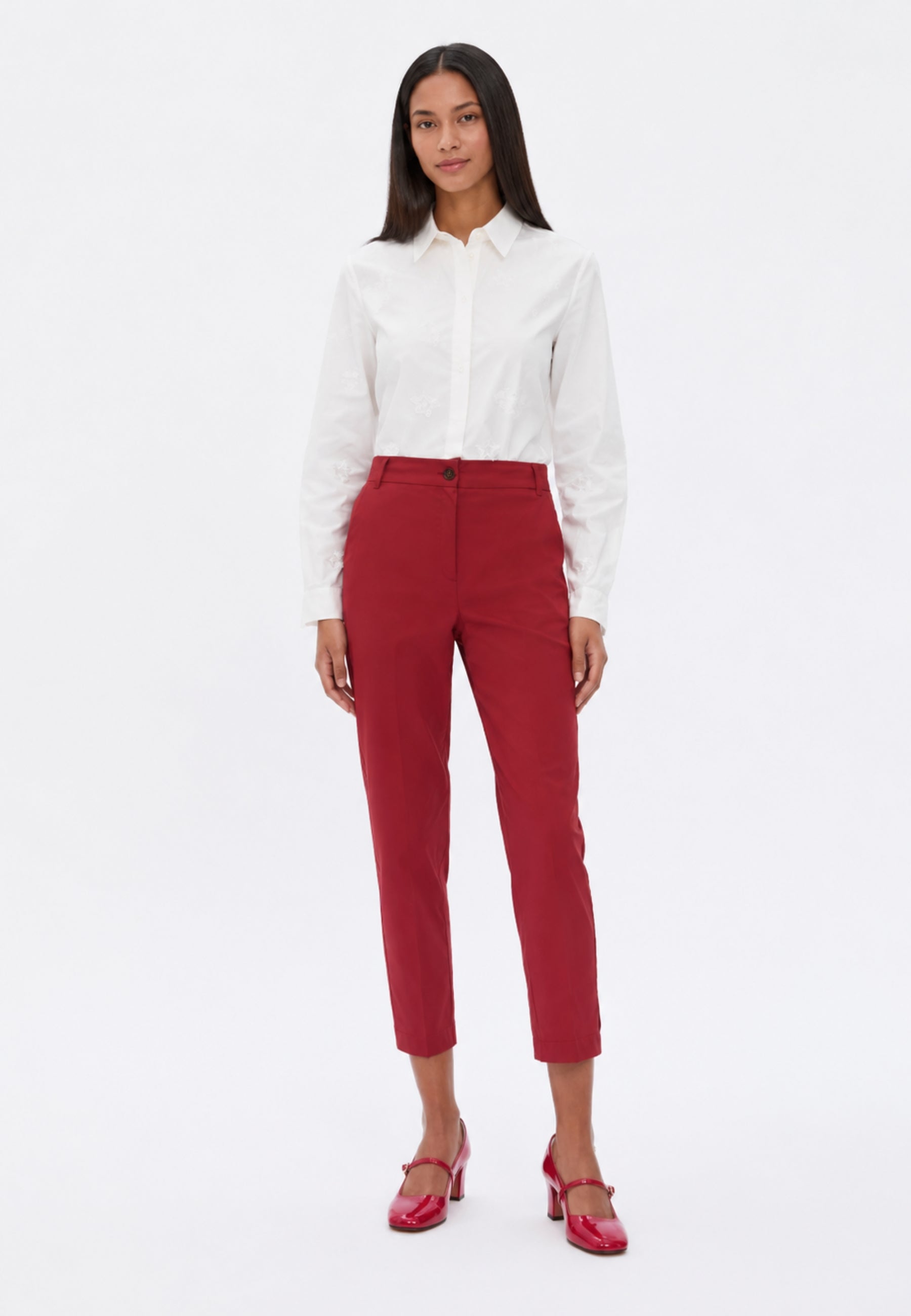 iBlues Pantaloni Semiaderenti in Popeline di Cotone Stretch 