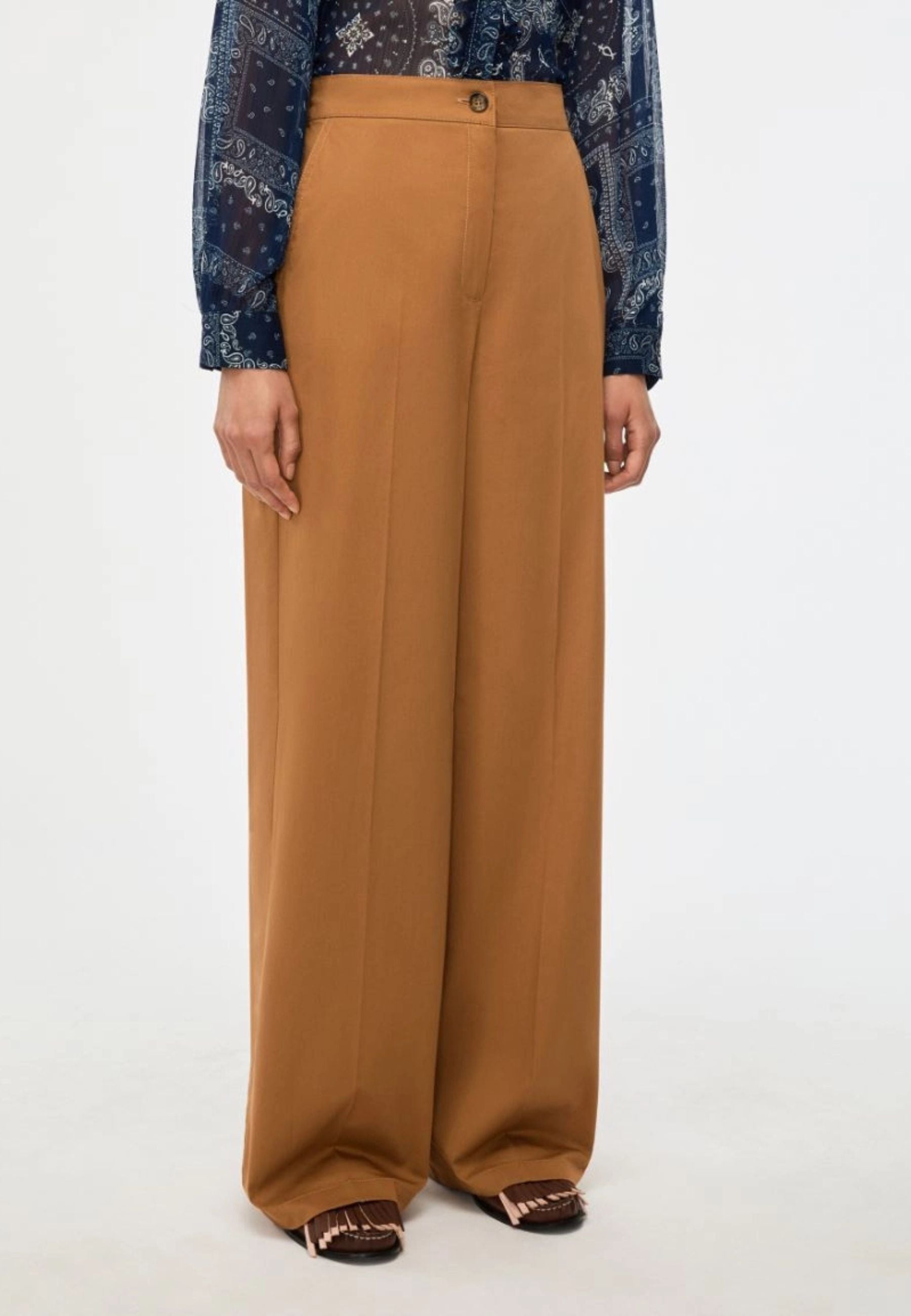 Pantaloni Wide Leg iBlues in Cotone Stretch 