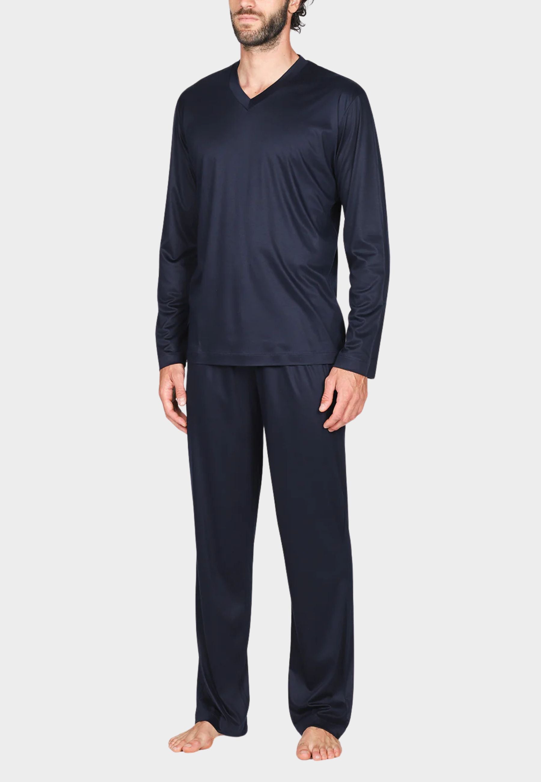 Pigiama Uomo Collo V in Lyocell 100% - Ultra Leggero e Traspirante 