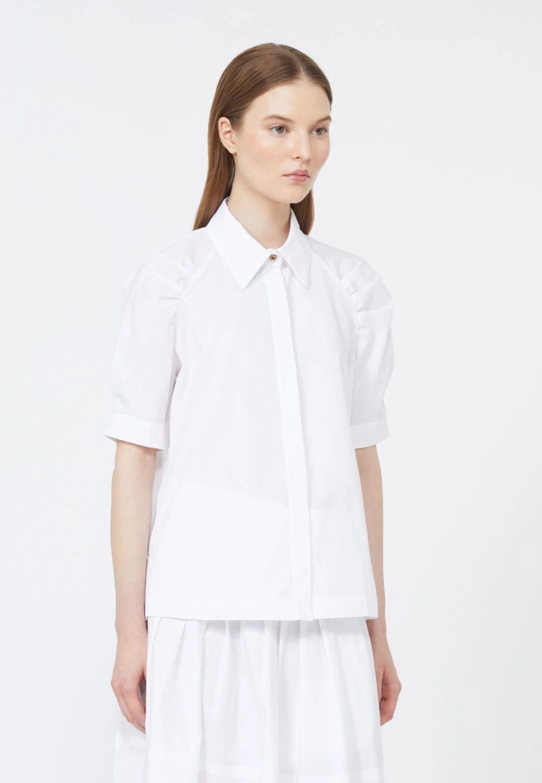 Max Mara - Camicia in popeline di cotone bianco ottico 