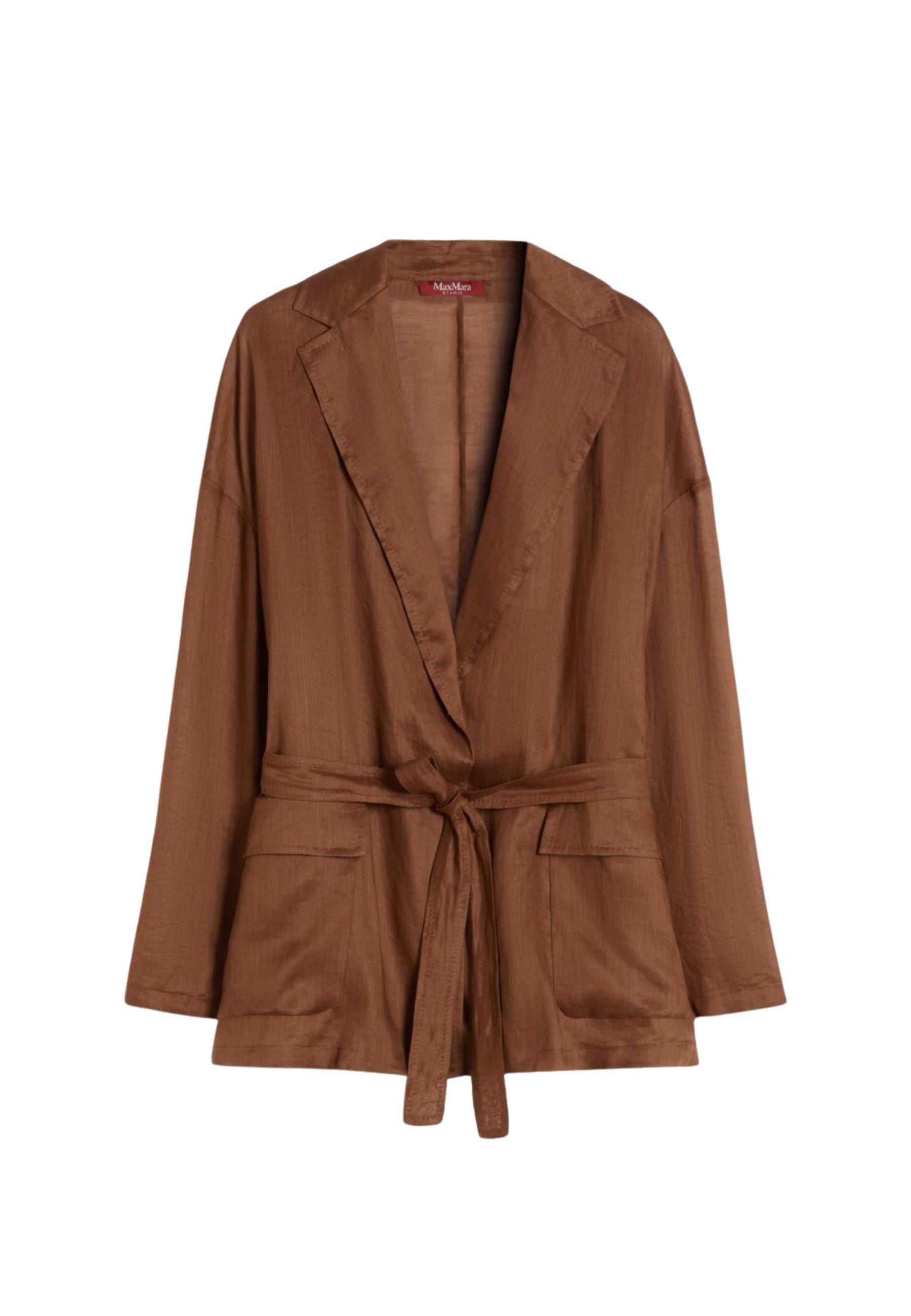 Max Mara - Giacca in tela ramié color argilla 