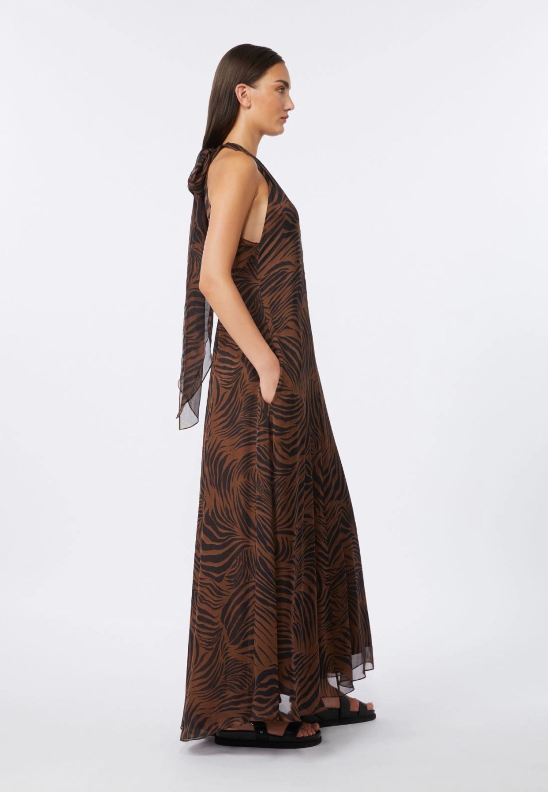 Max Mara Studio - Abito lungo in chiffon di seta stampato 
